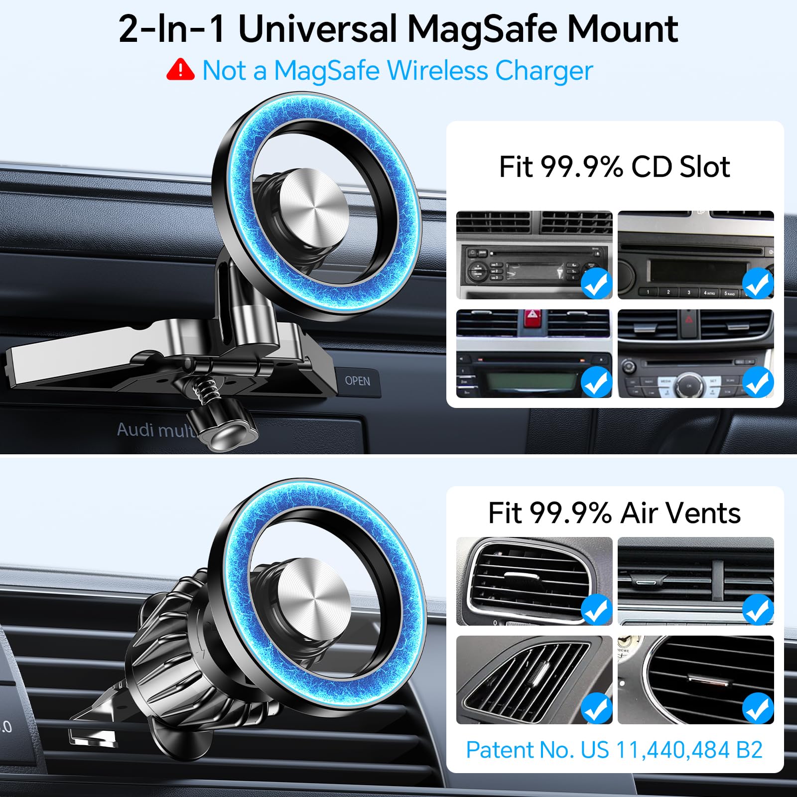 Kaistyle For Magsafe Cd Phone Holder For Car?20 Strong Magnets?Magnetic Cd Player Phone Mount For Car Phone Holder Cd Slot Mount