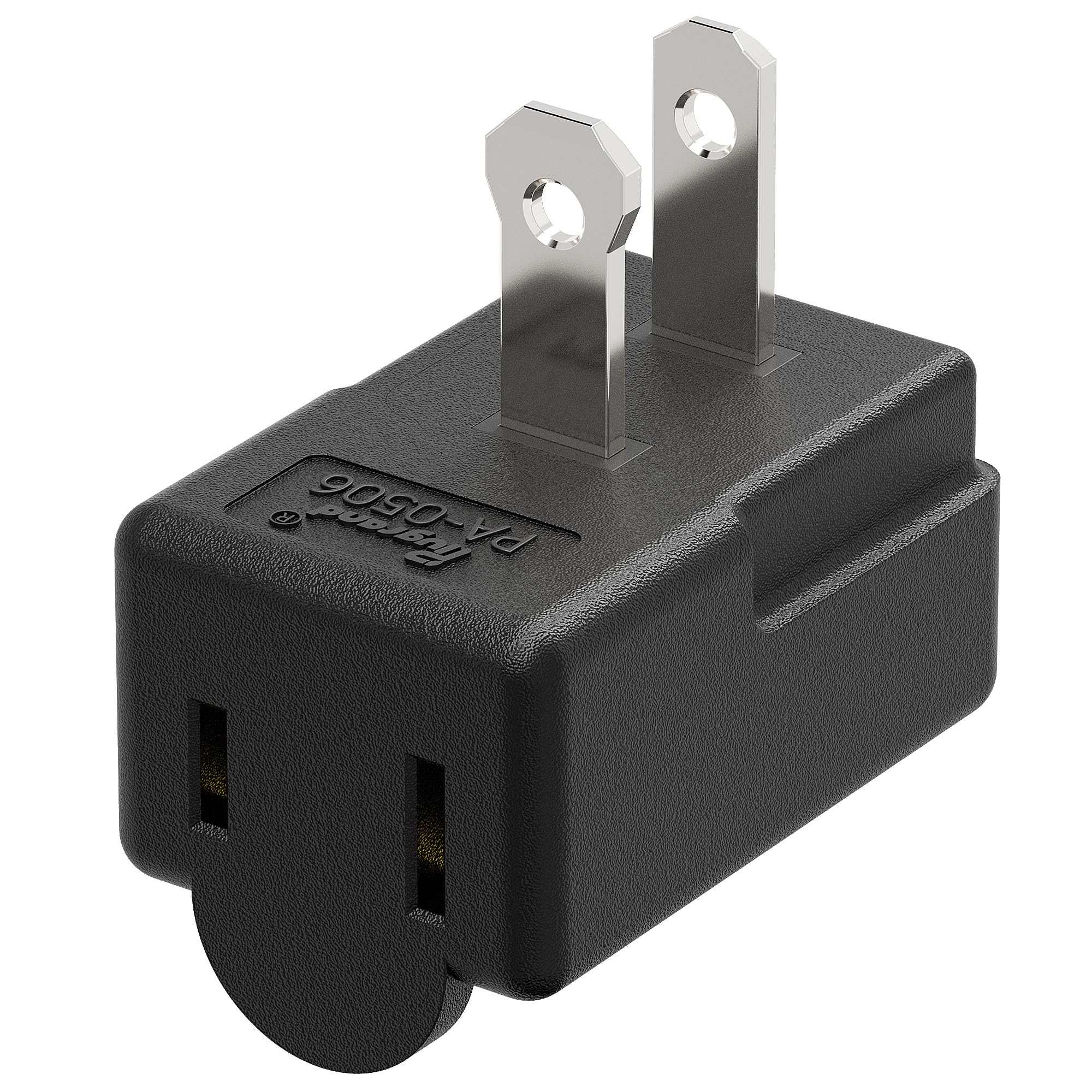 Right Angle Adapter,2 Prong 90 Degree Leftward Angled Ac Adapter, Polarized 2 Prong L Type Adapter, Vertical Right Angled Down A