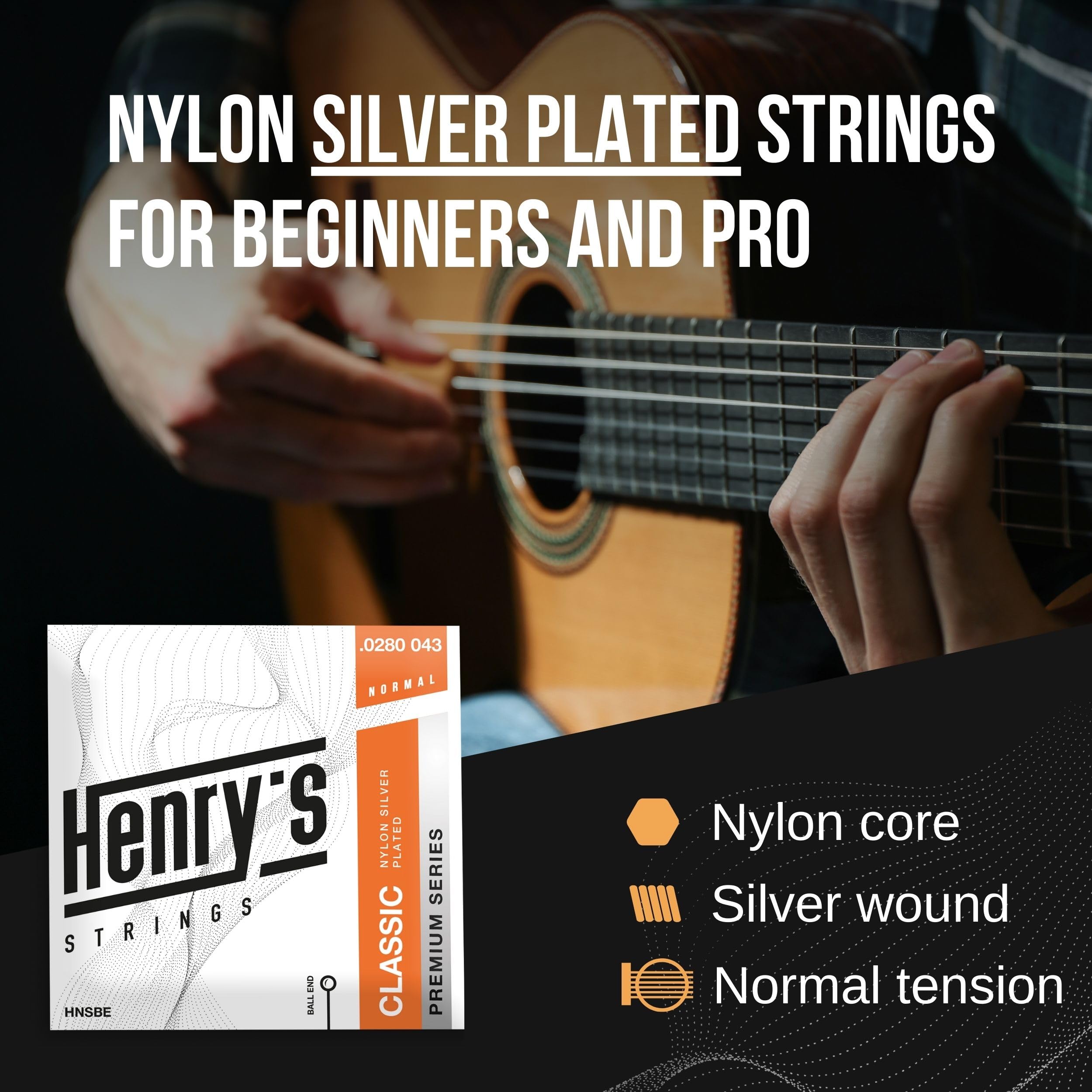 Classical Guitar Strings With Ball End   Fast&Easy Restring   5 Guitar Accessories Inside   Silver Nylon Guitar Strings For Clas
