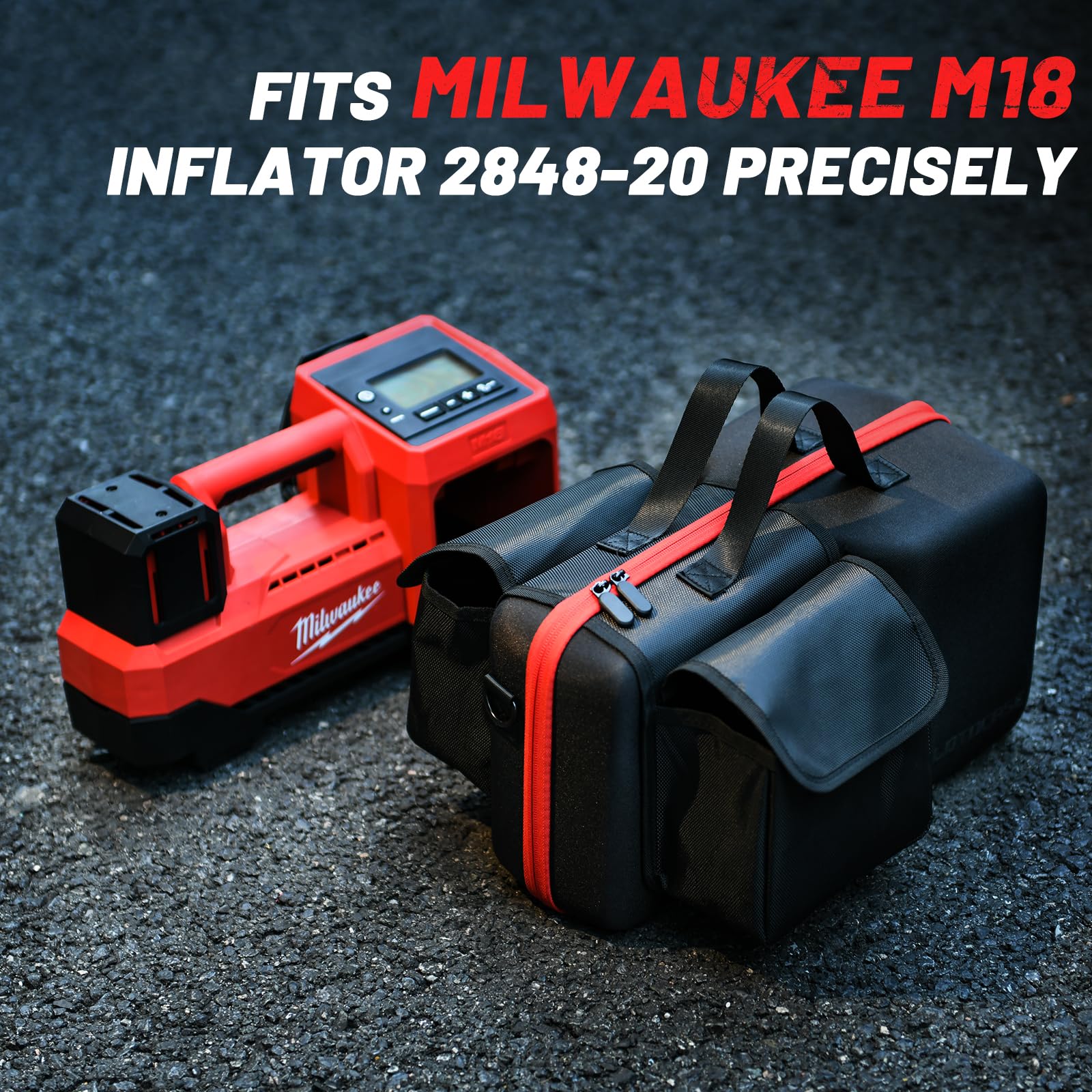Air Compressor Bag For Milwaukee Inflator 2848 20, Air Pump Storage Carrying Box With Mesh Pockets For Milwaukee M18 Tools, Hold