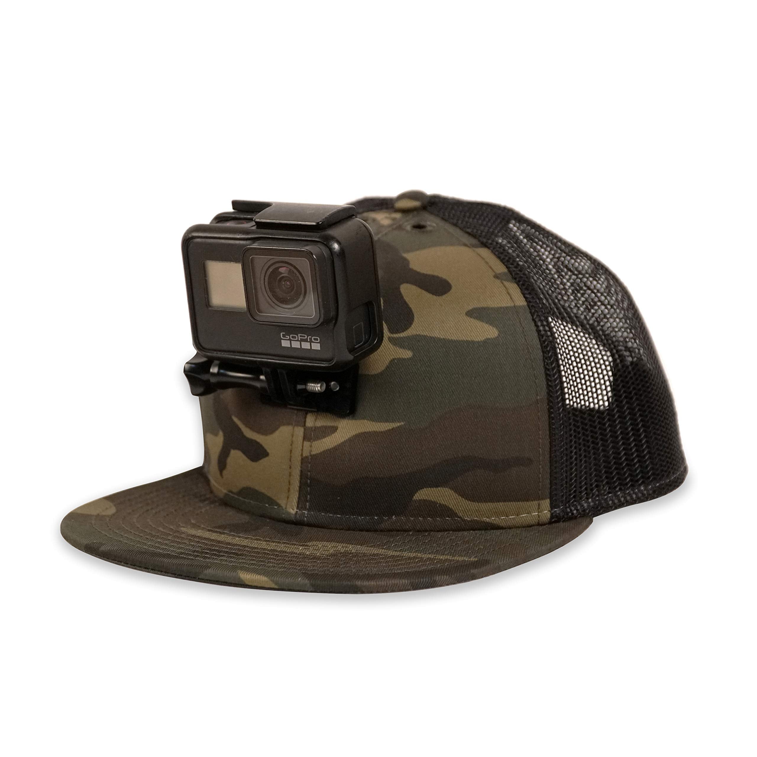 Actionhat Camo Flat Bill   Patented Floating Hat Mount Compatible For Gopro, Dji, Insta360 Action Cameras