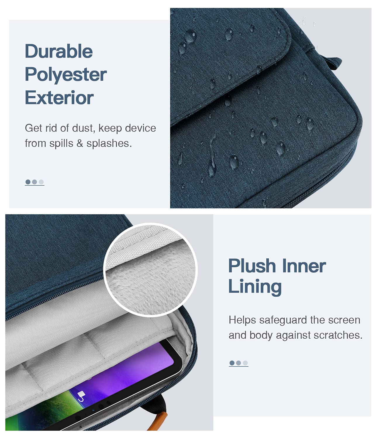 MoKo 9 11 Inch Tablet Sleeve Bag Handle Carrying Case with Shoulder Strap Fits New 11 inch iPad Pro M4/iPad Air M2, iPad 10th 10.9, iPad 9/8/7th 10.2, iPad Air 5/4th 10.9, Tab S8/S9 11, Indigo