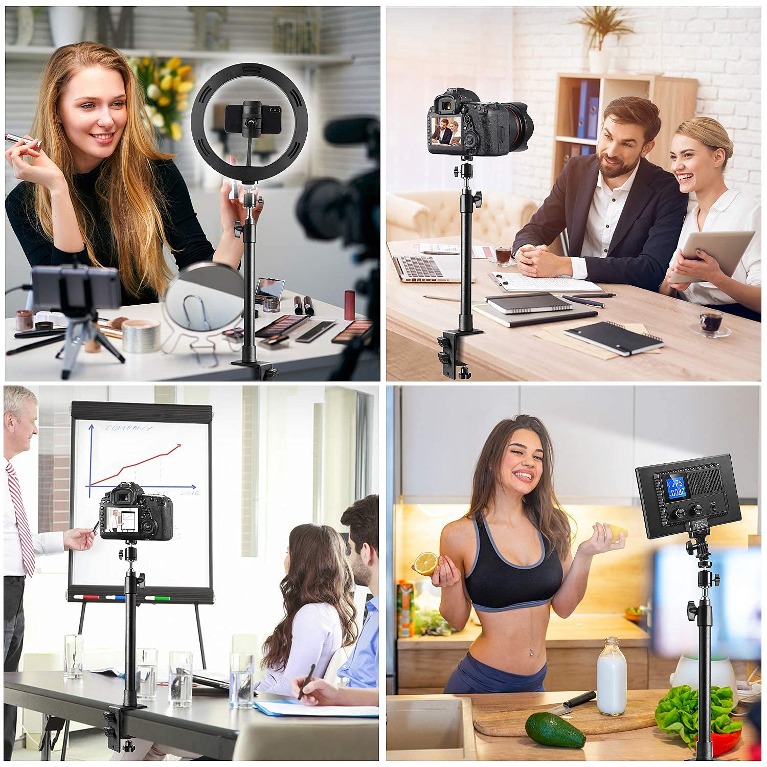 Toazoe 14-25.5 Camera Desk Mount Table Stand With 360 Rotatable Ball Head, Adjustable Desk Light Stand, Aluminum Tabletop C