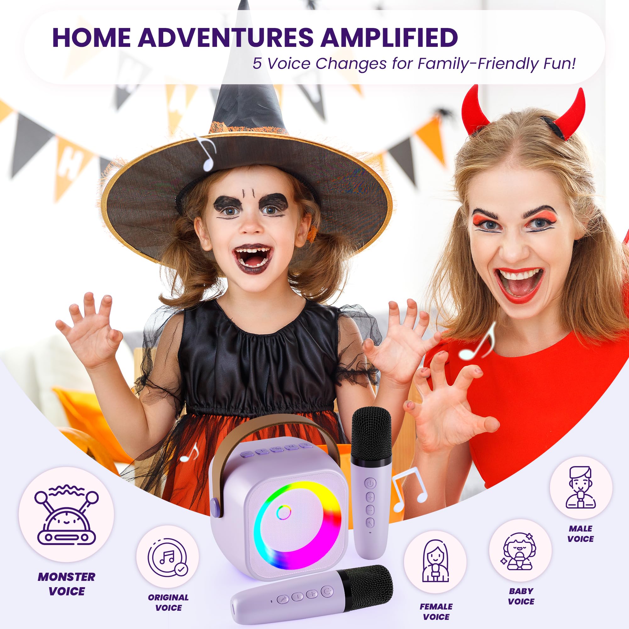 Karaoke Machine For Kids Adults, Karaoke Toys Gifts For Girls Boys, Portable Bluetooth Speaker With Wireless Microphone, Birthda