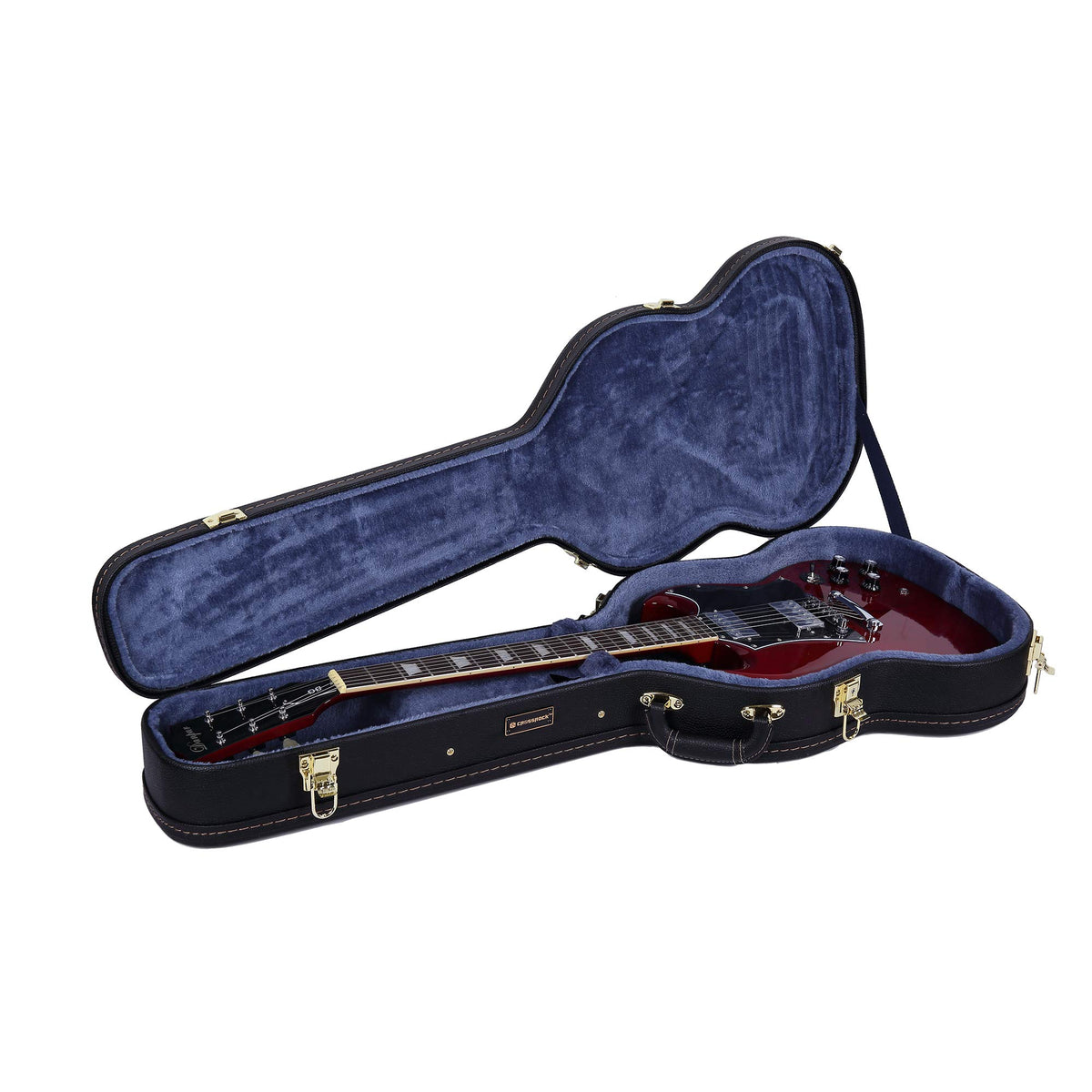 Crossrock Deluxe Wood Hard Case For Sg Electric Guitar, Black(Crw600Sgbk)