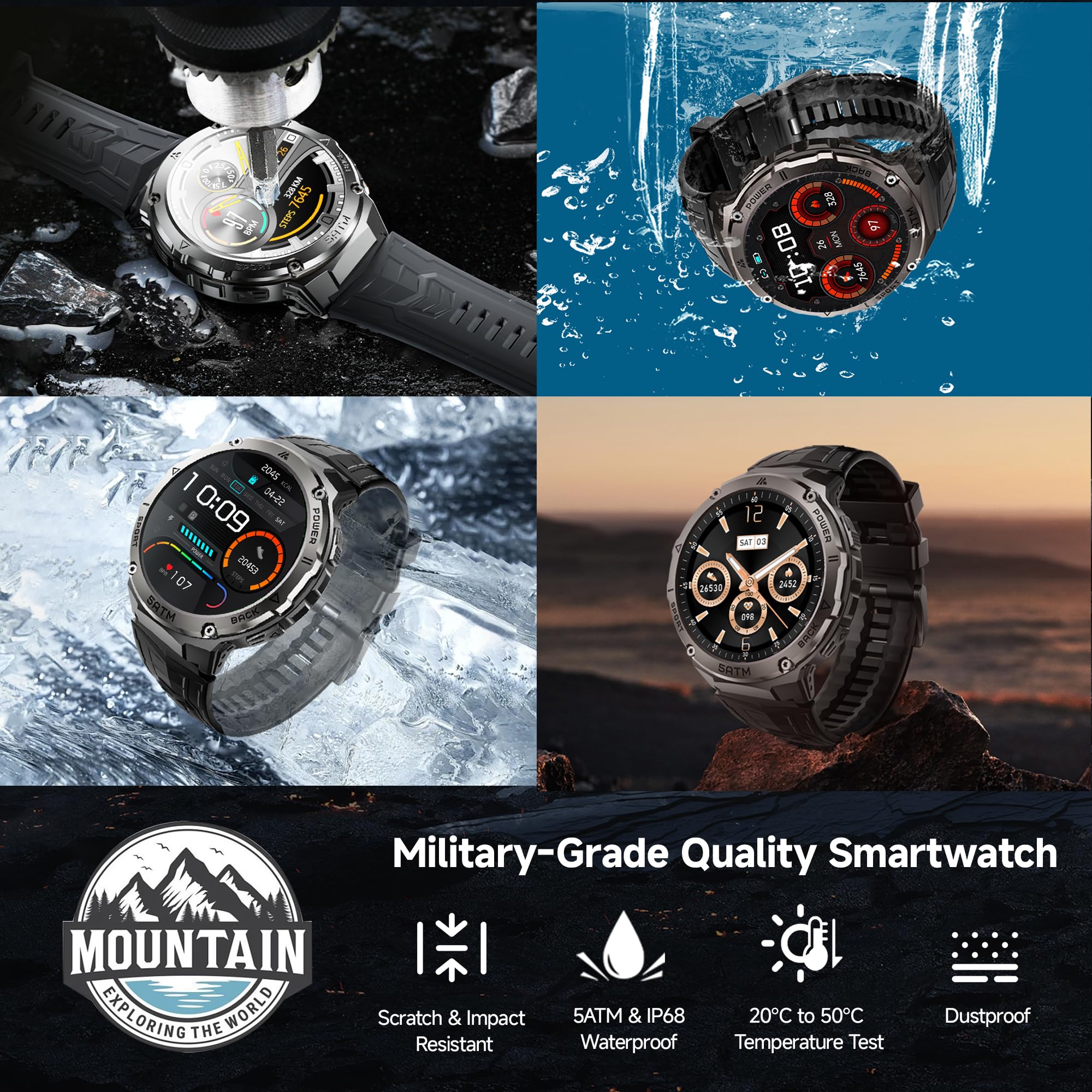 Gloryfit Smart Watch For Men (Answer/Make Calls), 1.43 ' ' Amoled Fitness Tracker With 110+ Sport Modes, 5Atm Waterproof, Heart