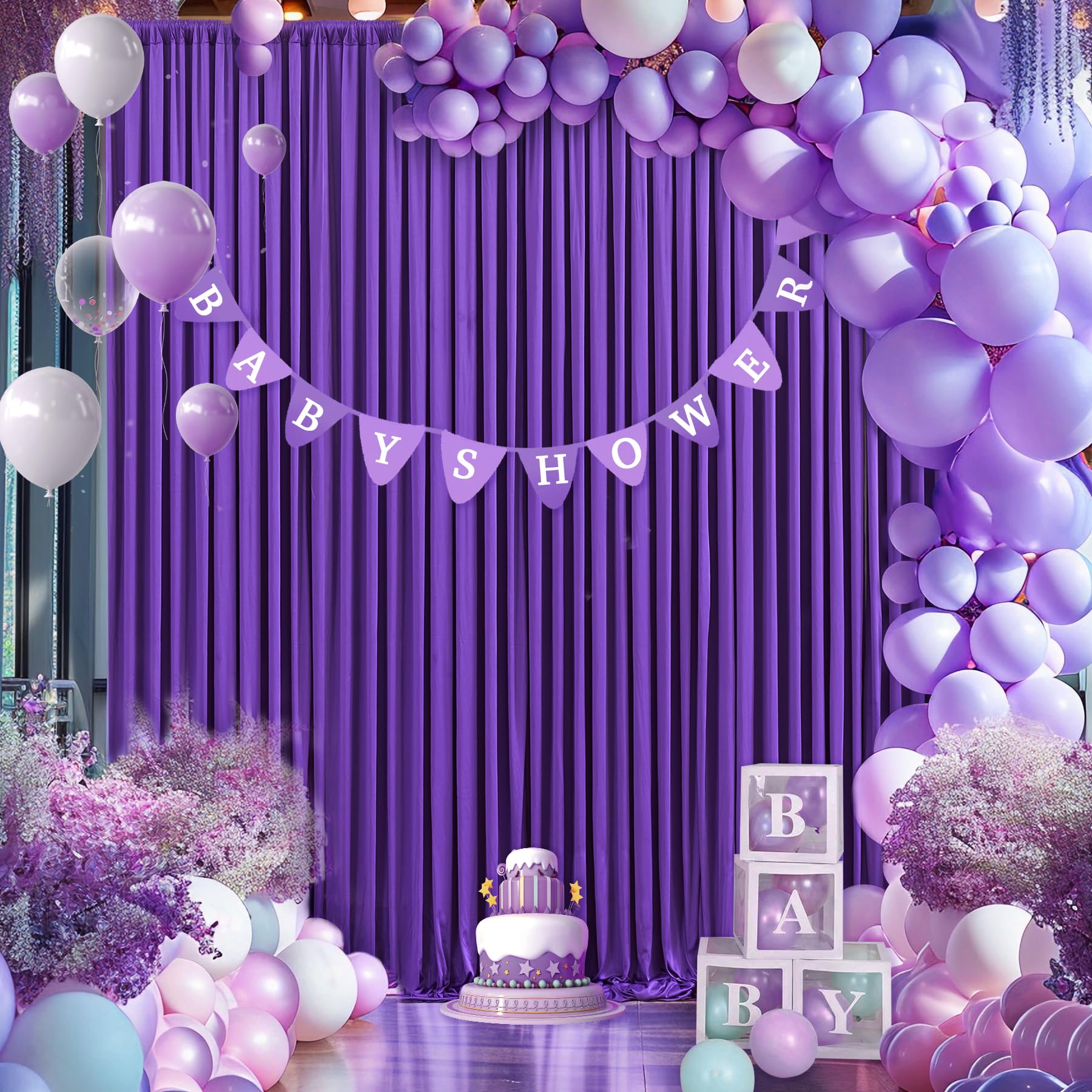 10X10 Purple Backdrop Curtain For Parties Wedding Wrinkle Free Purple Photo Curtains Backdrop Drapes Fabric Decoration For Birth
