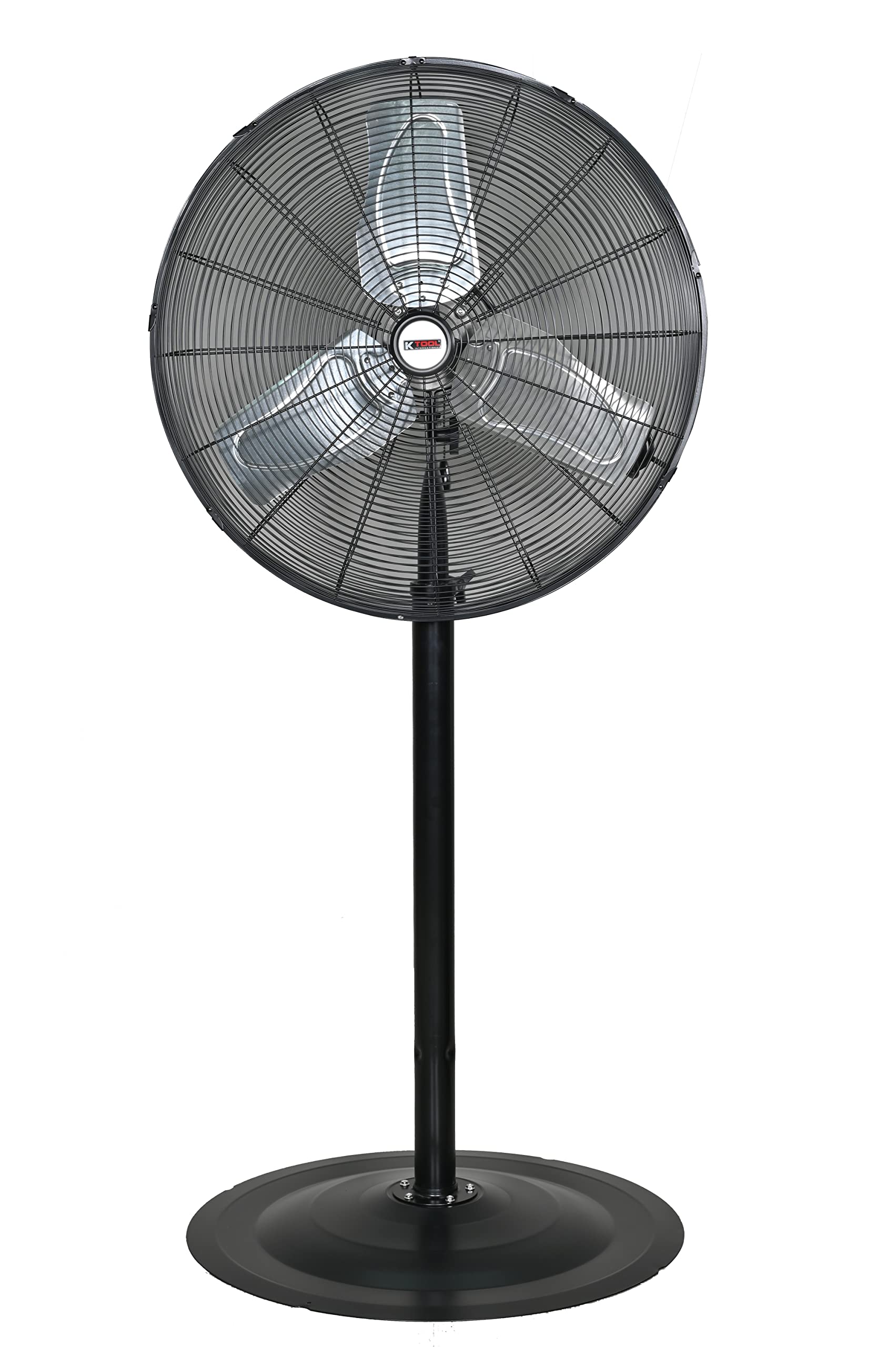 K Tool International 77723; Outdoor Waterproof Ipx4 Rated Industrial Pedestal Fan, Non Oscillating 24'' Fan With Adjustable Heig