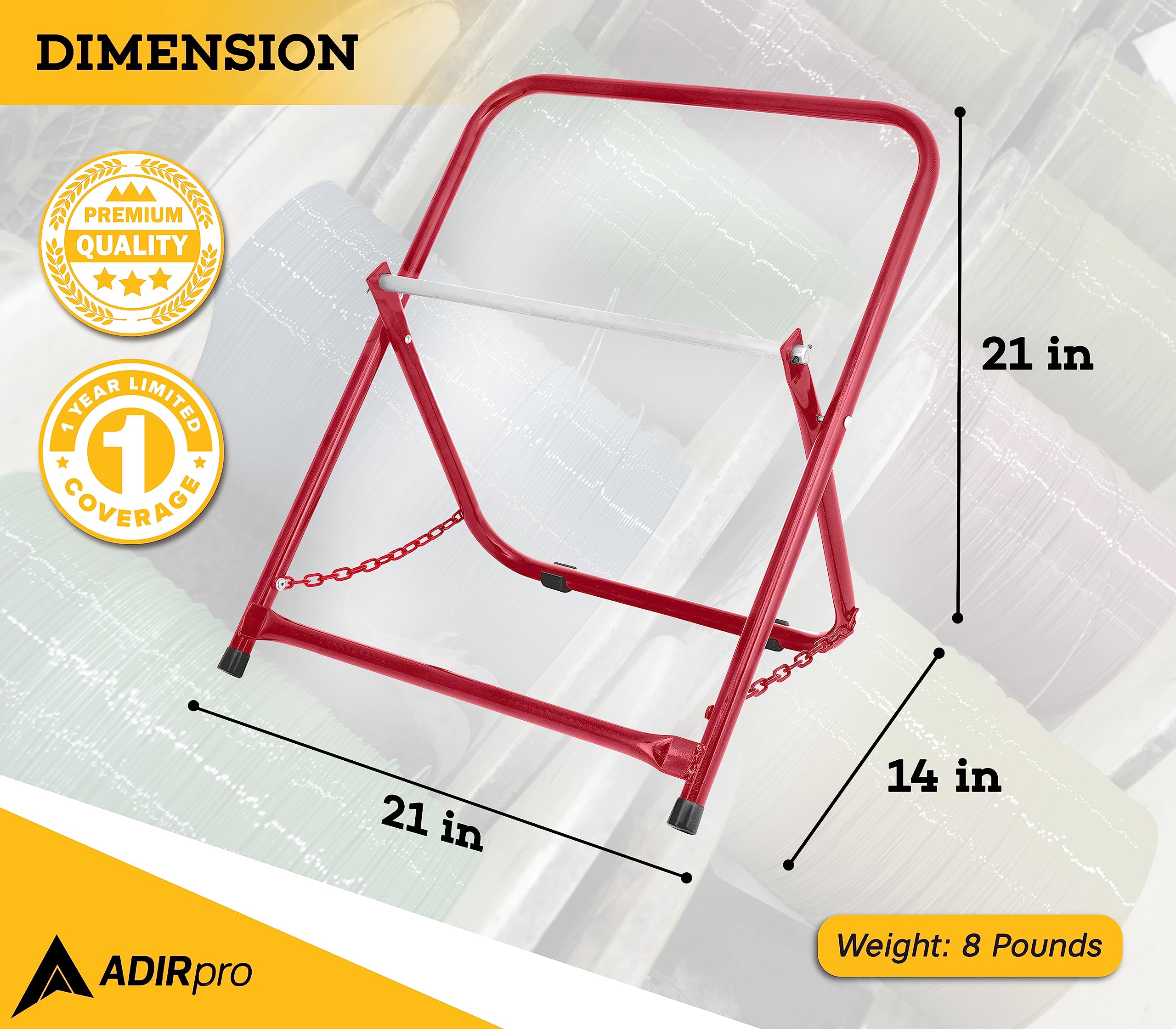 Adirpro Durable Single Axle Cable Caddy - Commercial Industrial Grade Steel Wire Dispenser - Compact Design Holds Cable Reels Up