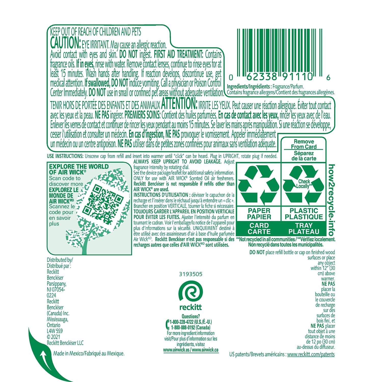 Air Wick Plug In Scented Oil Refill, 2Ct, Paradise Retreat, Air Freshener, Essential Oils