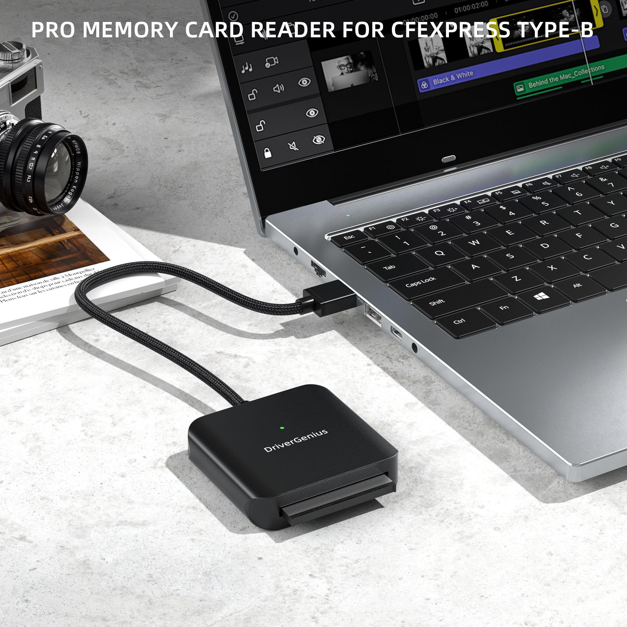 Drivergenius Cfast 2.0 Card Reader With Usb 3.0 &Usb C, 30Cm/0.98Ft Nylon Braided Cable, For Professional Photographers And Videographers (Metal, Hb083 A)