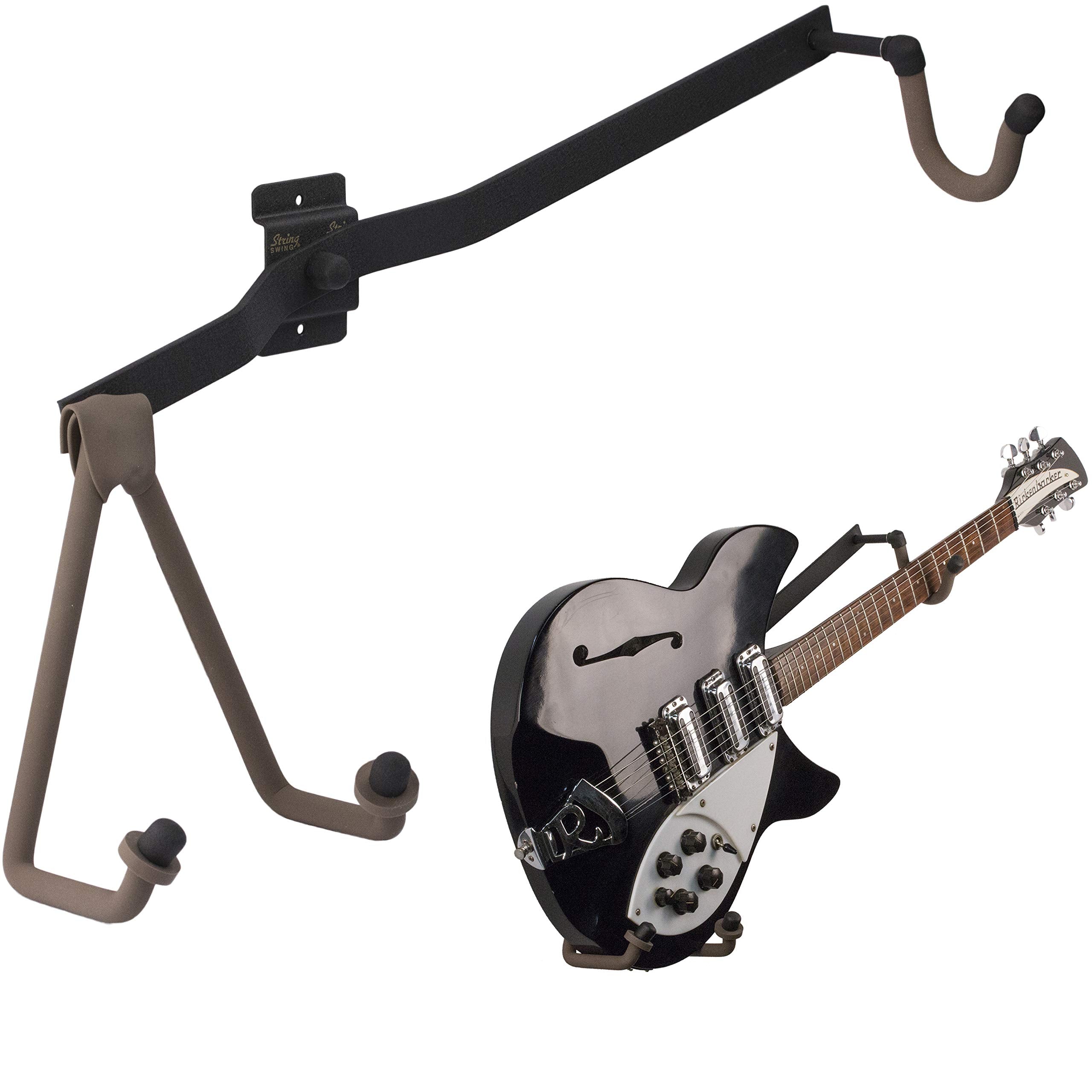 String Swing Guitar Holder Horizontal Low Profile Narrow Body For Flat Wall Mount Bass And Electric Guitars  1 Piece Unit Cc151 