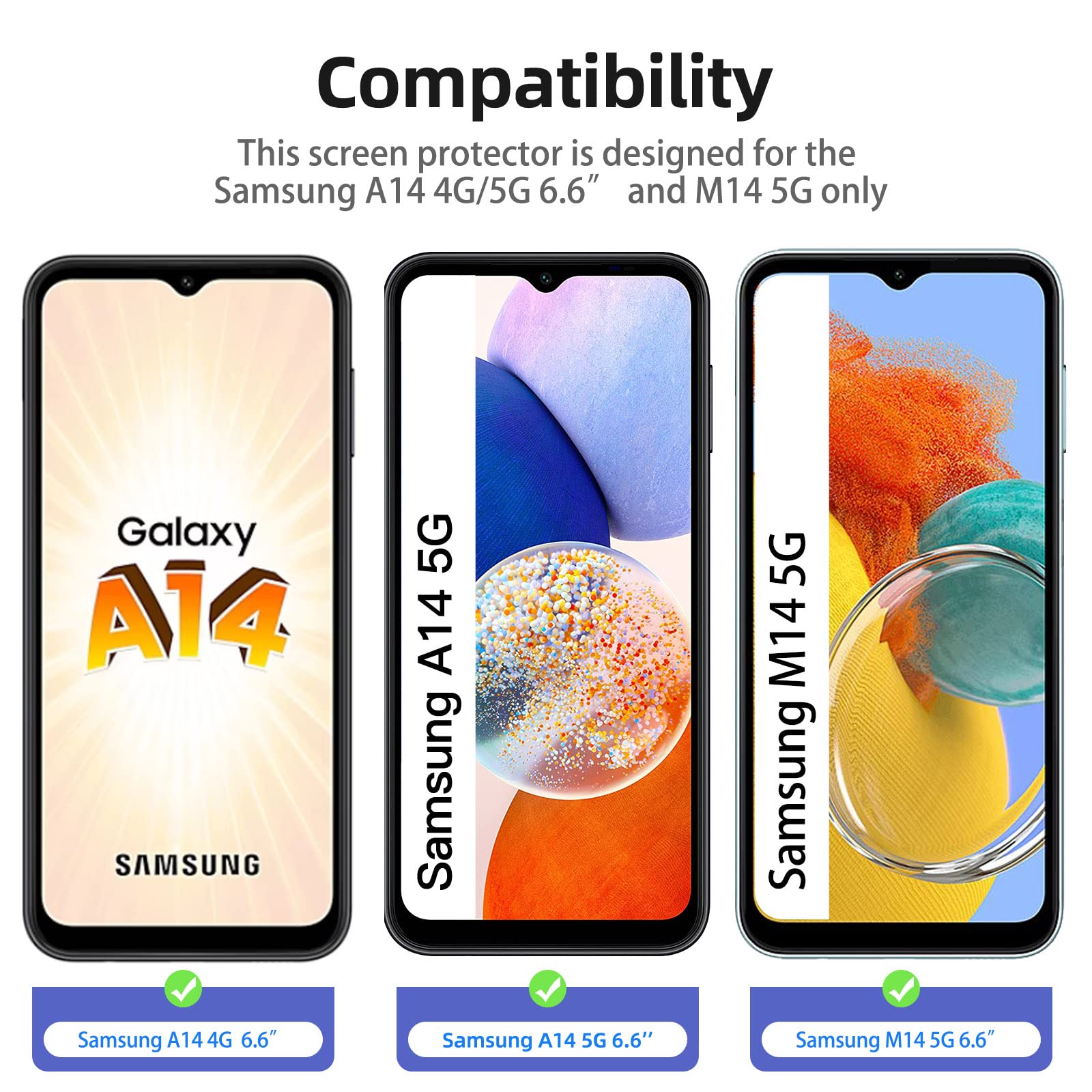 New'C 3 Pack Designed For Samsung Galaxy A14 5G/4G, M14 5G Screen Protector Tempered Glass, Anti Scratch, Bubble Free, Ultra Res