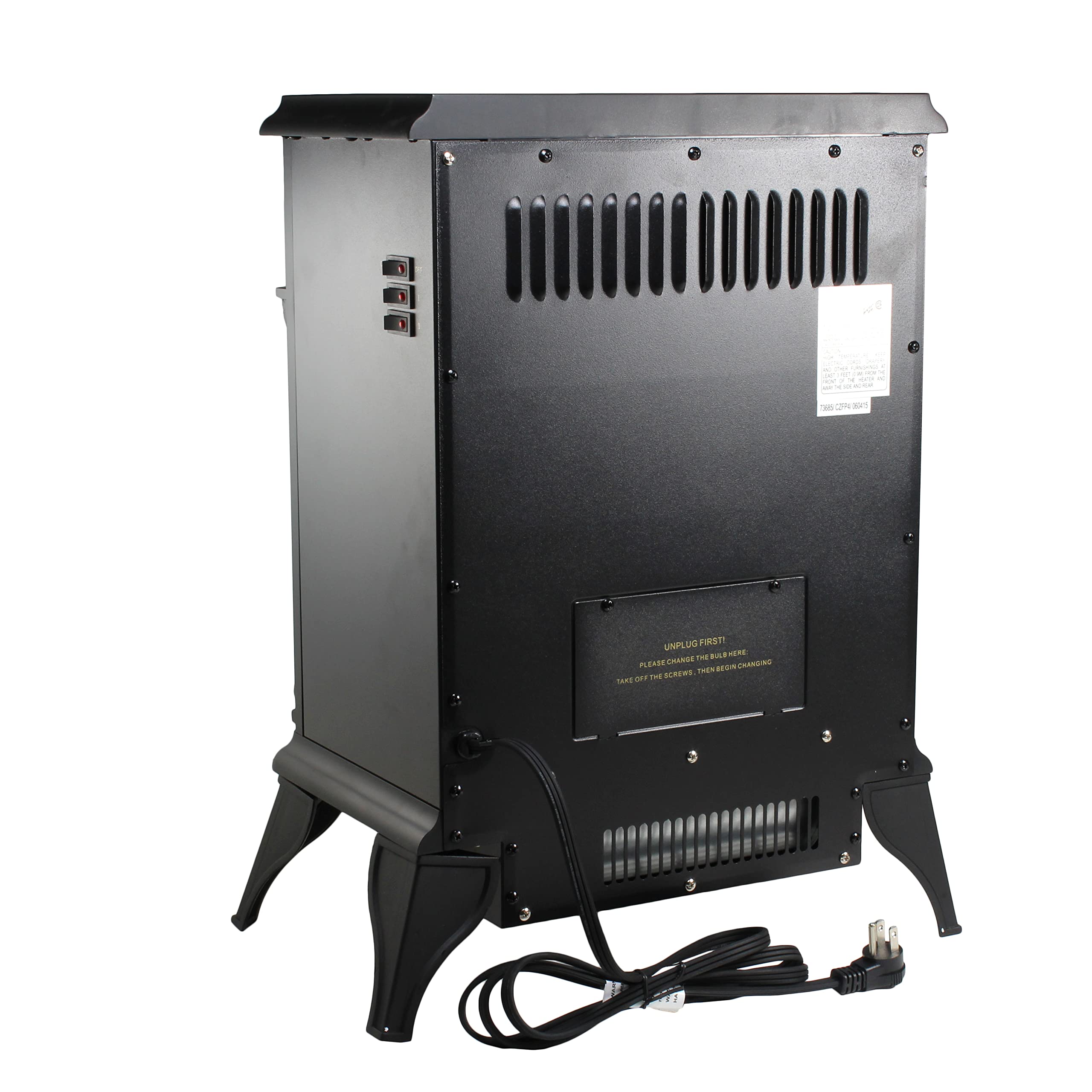 Comfort Zone Electric Fireplace Space Heater, Traditional Warm Stove Style, Realistic 3D Flame Effect, Adjustable Thermostat, &