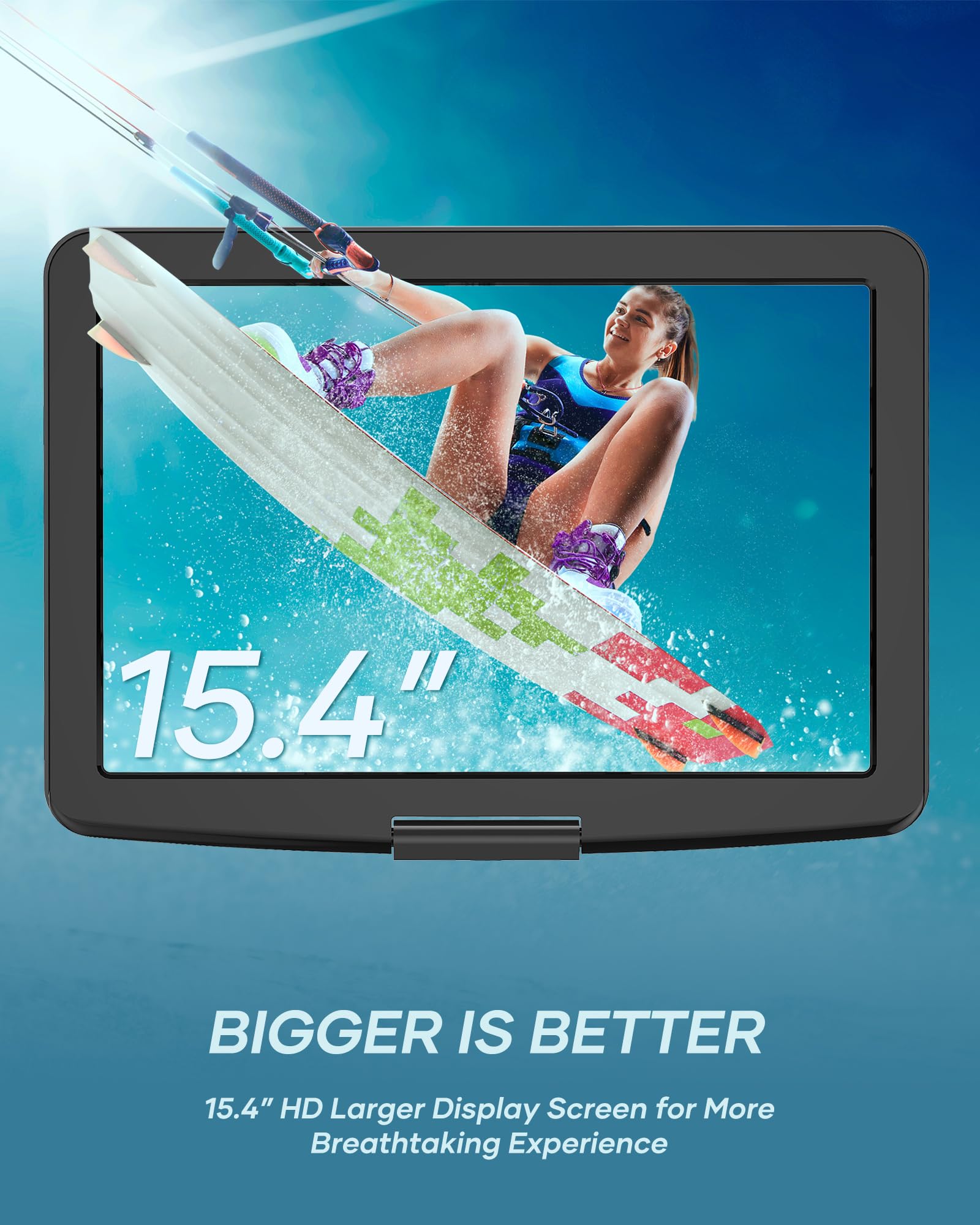 Wonnie 17.9' Large Portable Dvd/Cd Player With 6 Hrs 5000Mah Rechargeable Battery, 15.4' Swivel Screen, 1366X768 Hd Lcd Tft, All Regions, Support Usb/Sd Card/Sync Tv, High Volume Speaker