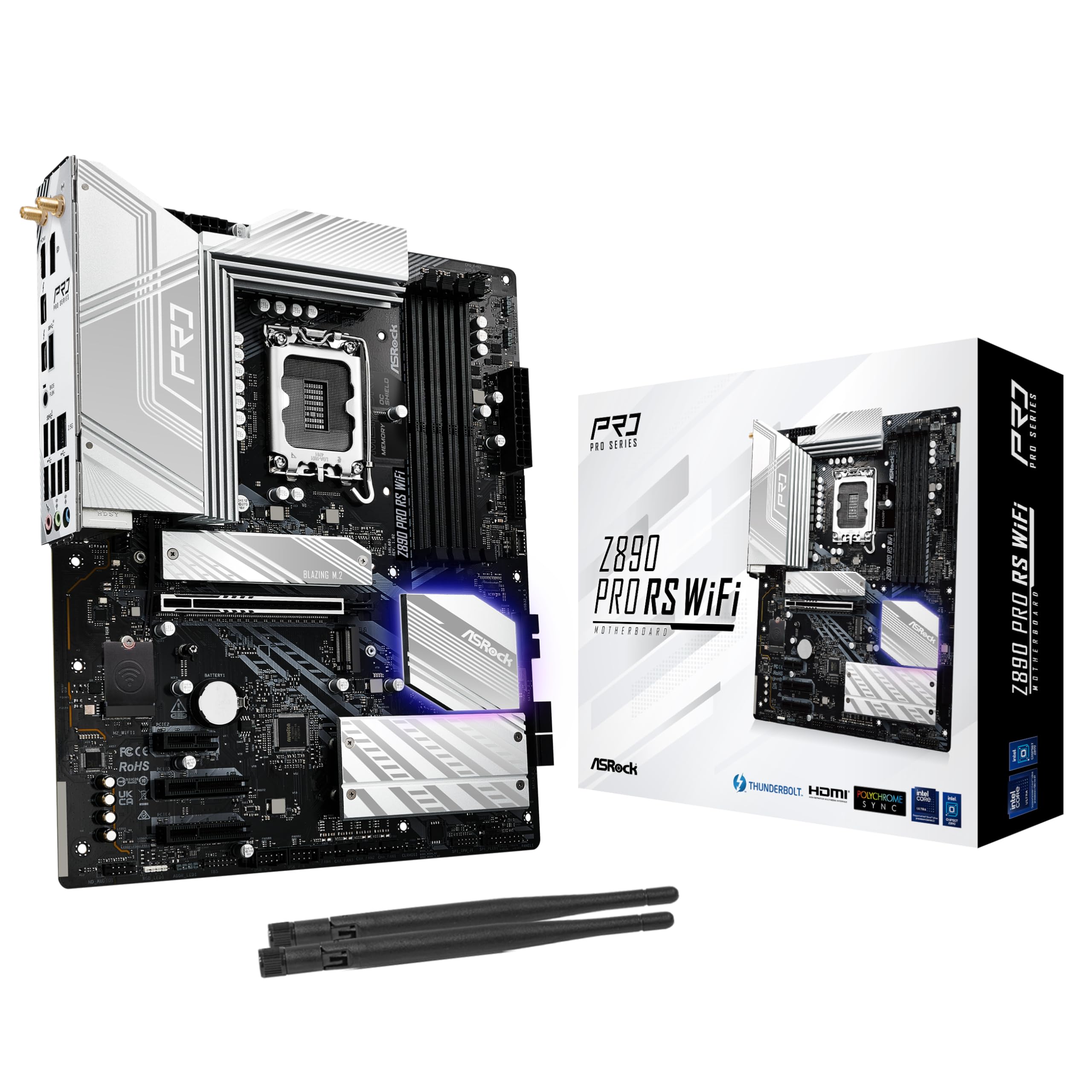 ASRock Z890 Pro RS WiFi 6E Intel Core Ultra LGA1851 RLILM ATX Motherboard DDR5 8666 MHz 256 GB Thunderbolt M.2