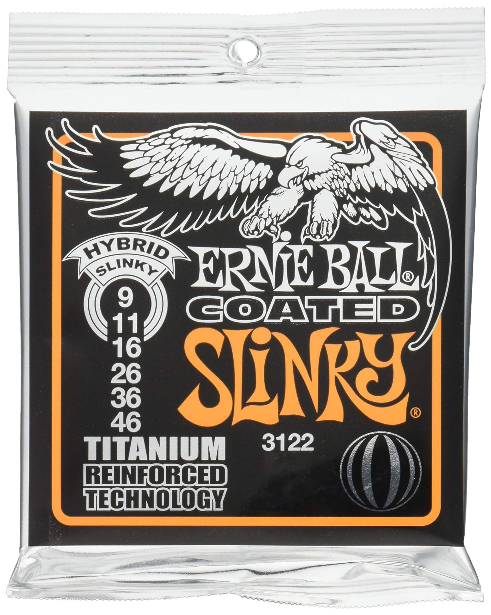 Ernie Ball Hybrid Slinky Coated Titanium Electric Guitar Strings, 9 46 Gauge (P03122)