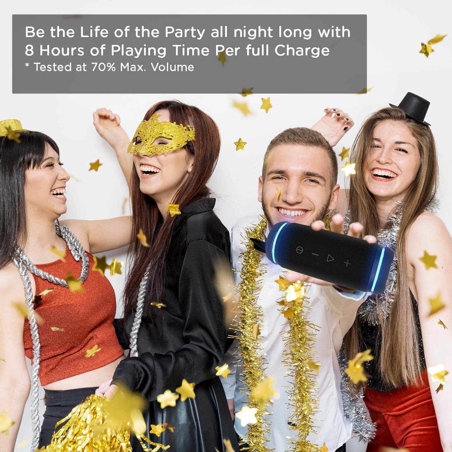 Morpheus 360 Sound Ring Wireless Portable Speakers   Waterproof Bluetooth Speaker   12W Loud (Black)