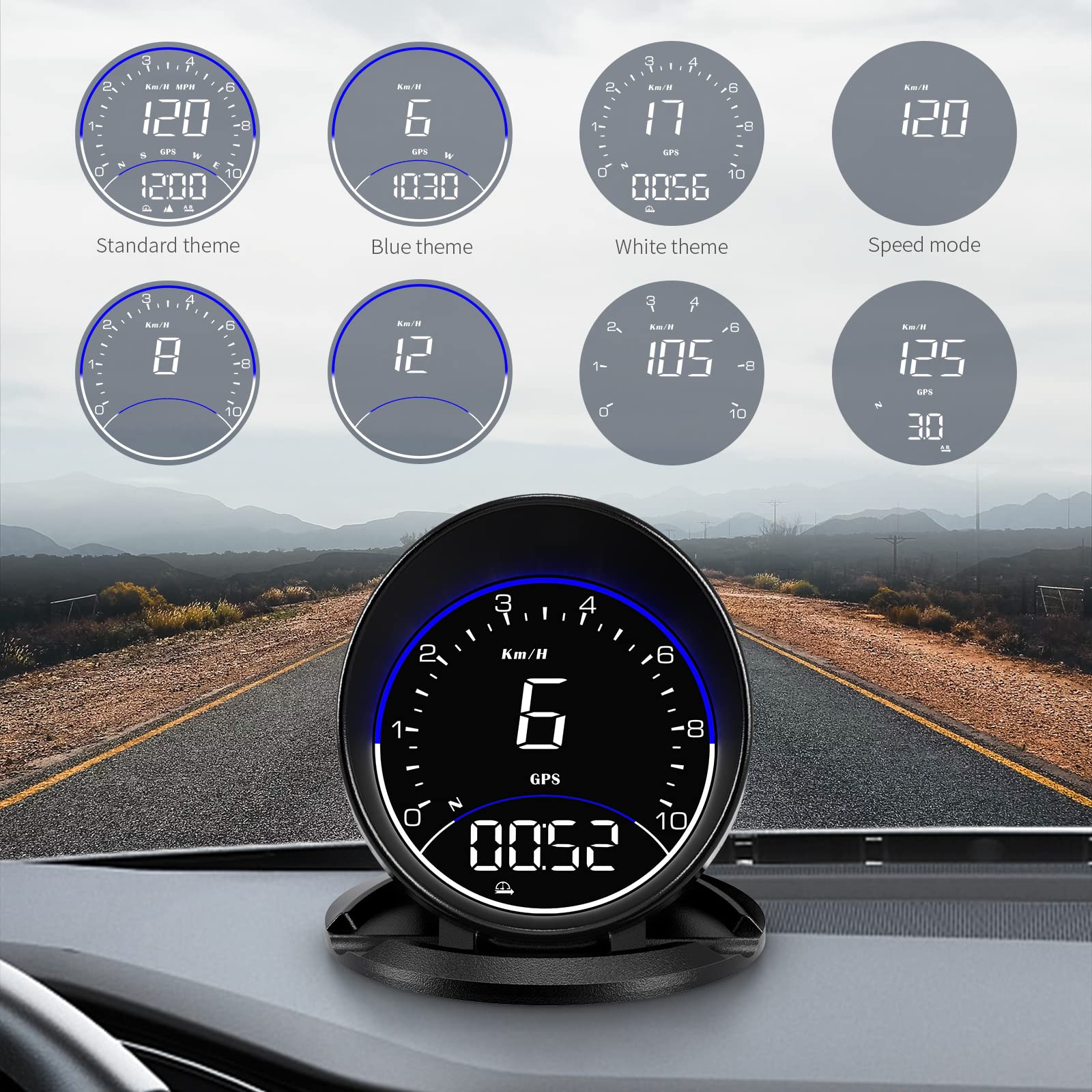 Acecar Digital Gps Speedometer, Car Universal Hud Head Up Display With Gps Speed Mph, Driving Direction Compass, Altitude, Drivi