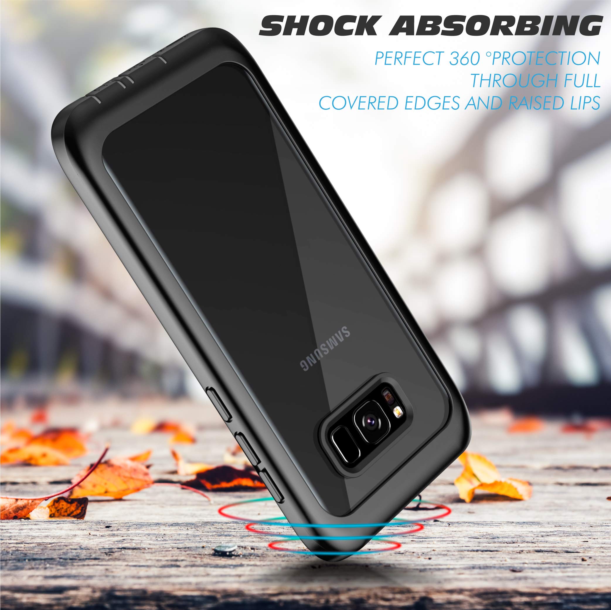 Pakoyi Samsung Galaxy S8 Case, Full Body Bumper Case Built In Screen Protector Slim Clear Shock Absorbing Dustproof Lightweight