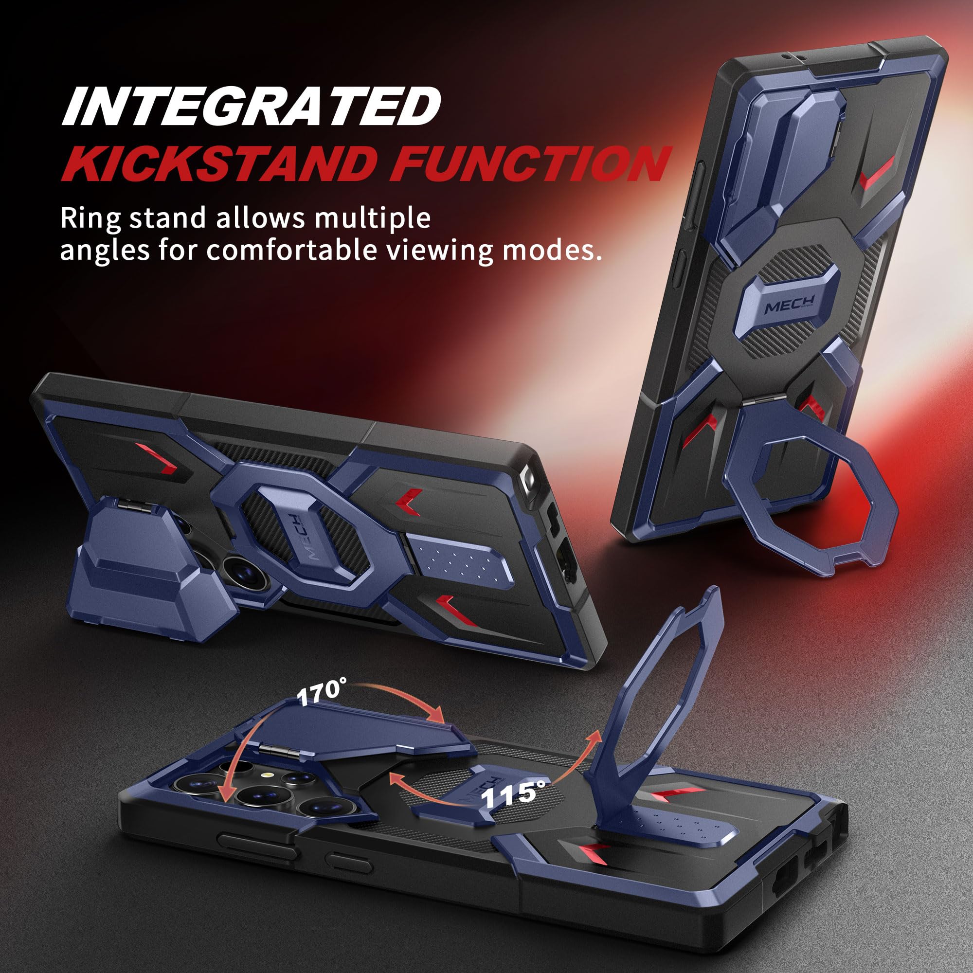 Tongate For Samsung Galaxy S24 Ultra Case Compatible With Magsafe, [Ring Stand & Camera Cover Kickstand]Drop Shockproof Rugged P