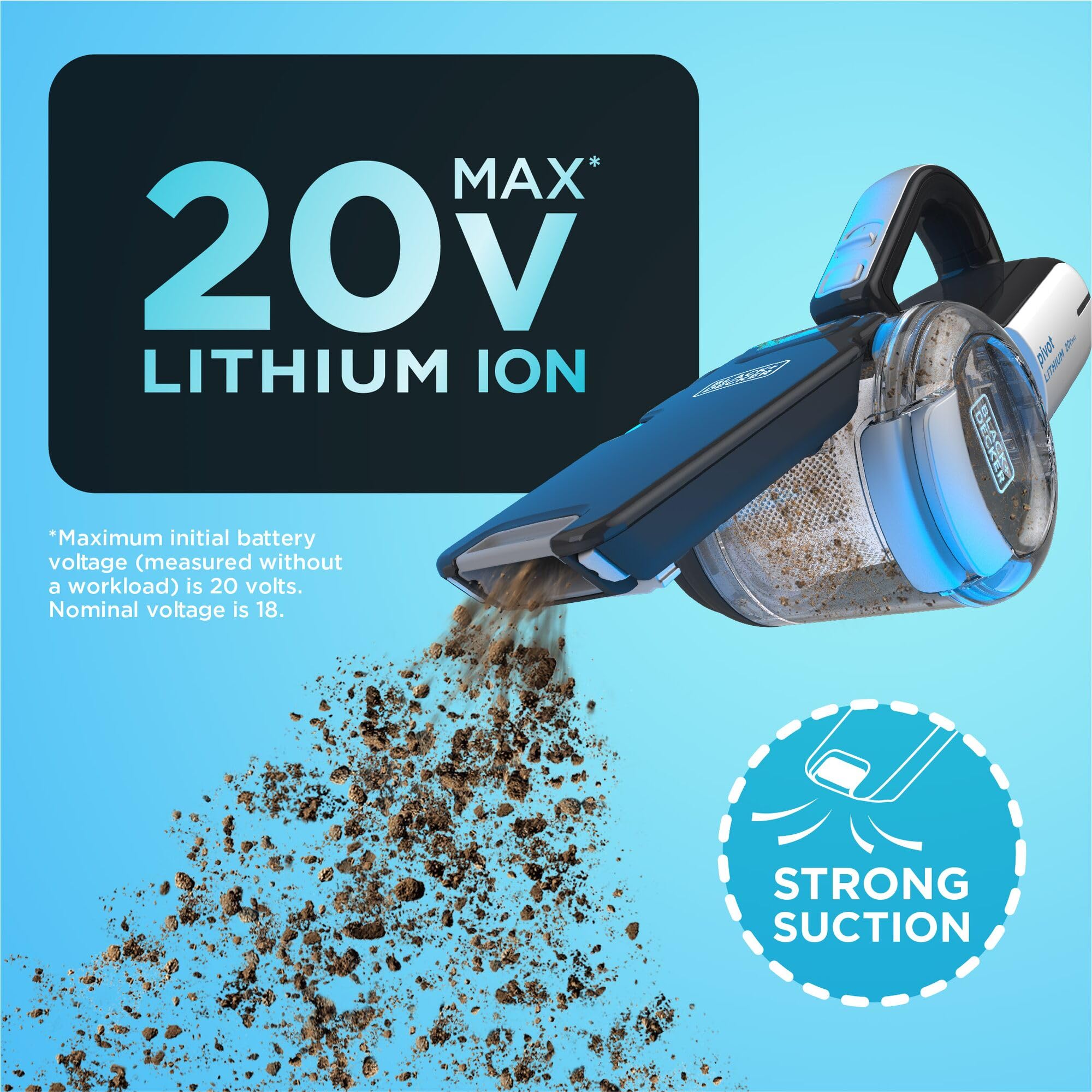 Black+Decker Dustbuster Pivot Vac Cordless Handheld Vacuum, Home And Car Vacuum With Crevice Tool And Pivot Nozzle (Bdh2000Pl)