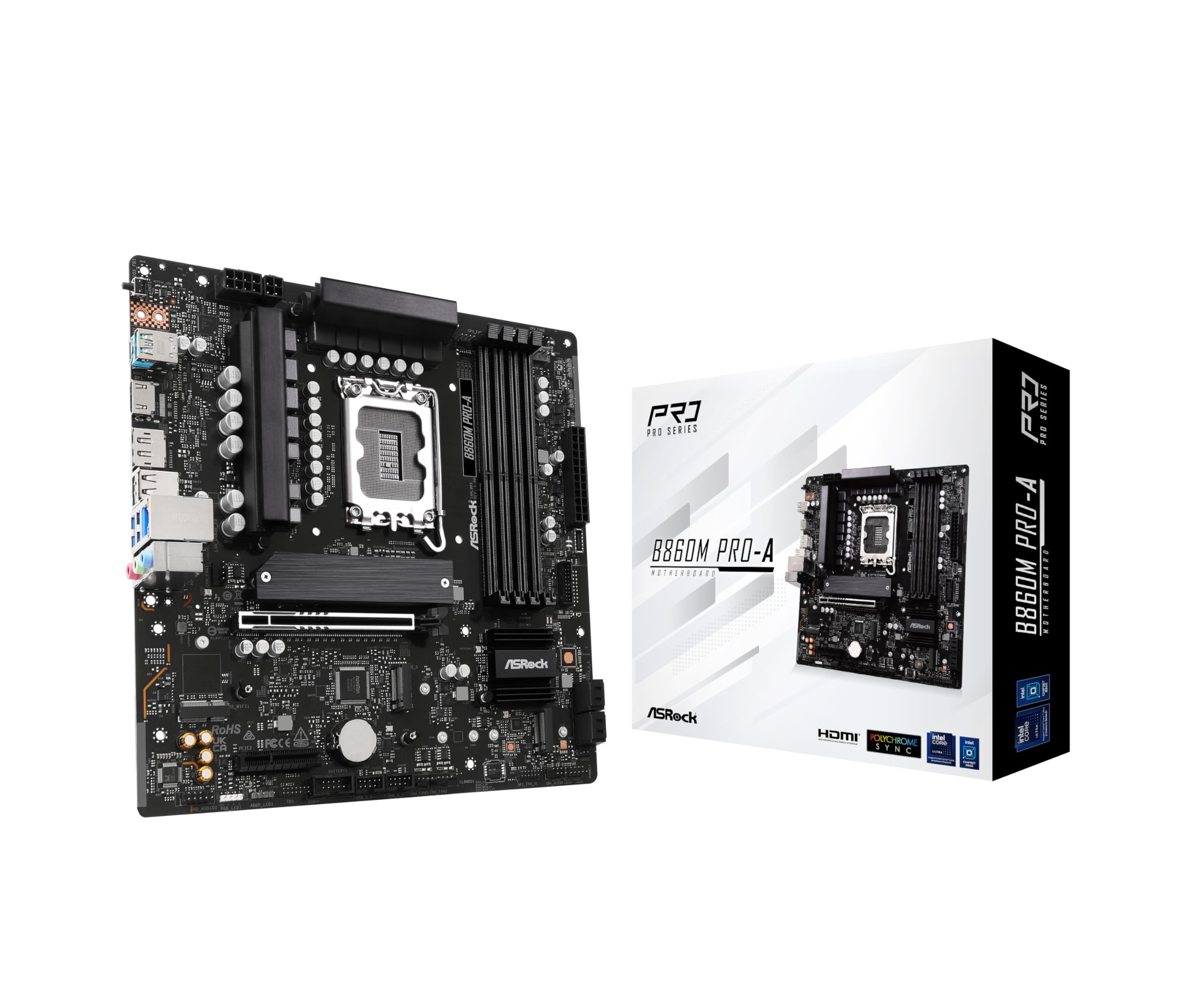 ASRock B860M Pro A DDR5 8666 MHz 256GB M.2 LGA1851 B860 Micro ATX Motherboard Intel Core Ultra BIOS Flashback SATA3 6.0 Gb/s PCI
