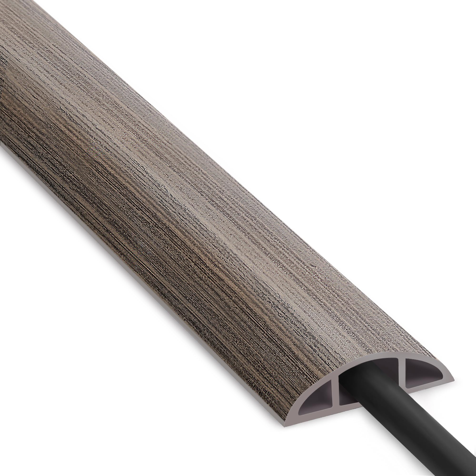 Floor Cord Cover 4Ft, Cord Hider Floor Gray Wood, Floor Cable Management Prevent Cable Trips, Floor Cable Cover Wire Covers For