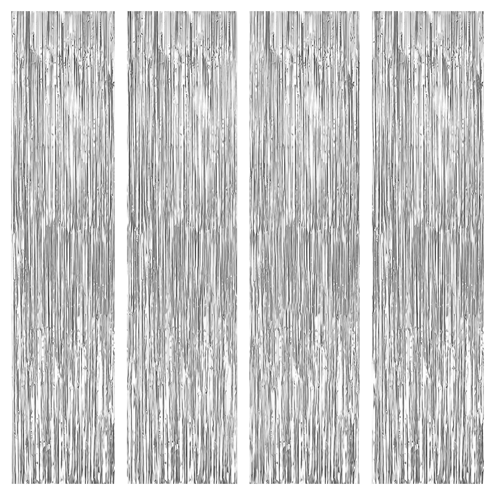 Katchon, Metallic Silver Backdrop   3.2X6.5 Ft, Pack Of 4 | Silver Streamer Backdrop | Silver Streamers, Graduation Decorations