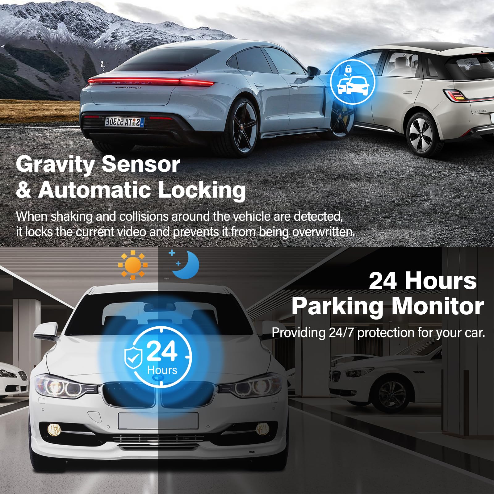 Shrinluck 2K Dual Dash Camera For Cars, Free 64G Sd Card, Fhd 2K+1080P Dash Cam Front And Rear,3.2'' Ips Screen,176 Wide Angle D