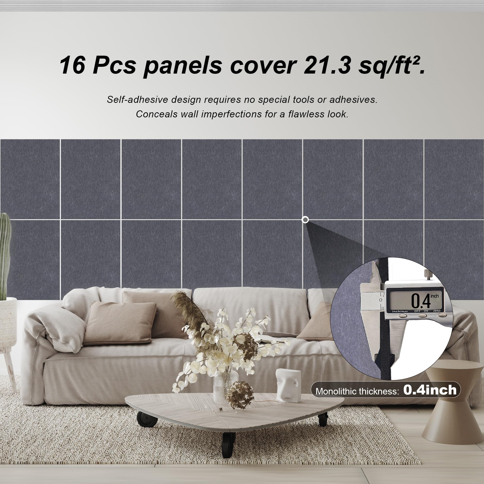 Woven Sound Large Acoustic Panels, High Density, Sound Dampening, Decorative Noise Blocker Felt Wall Tiles For Ceilings, Home Of