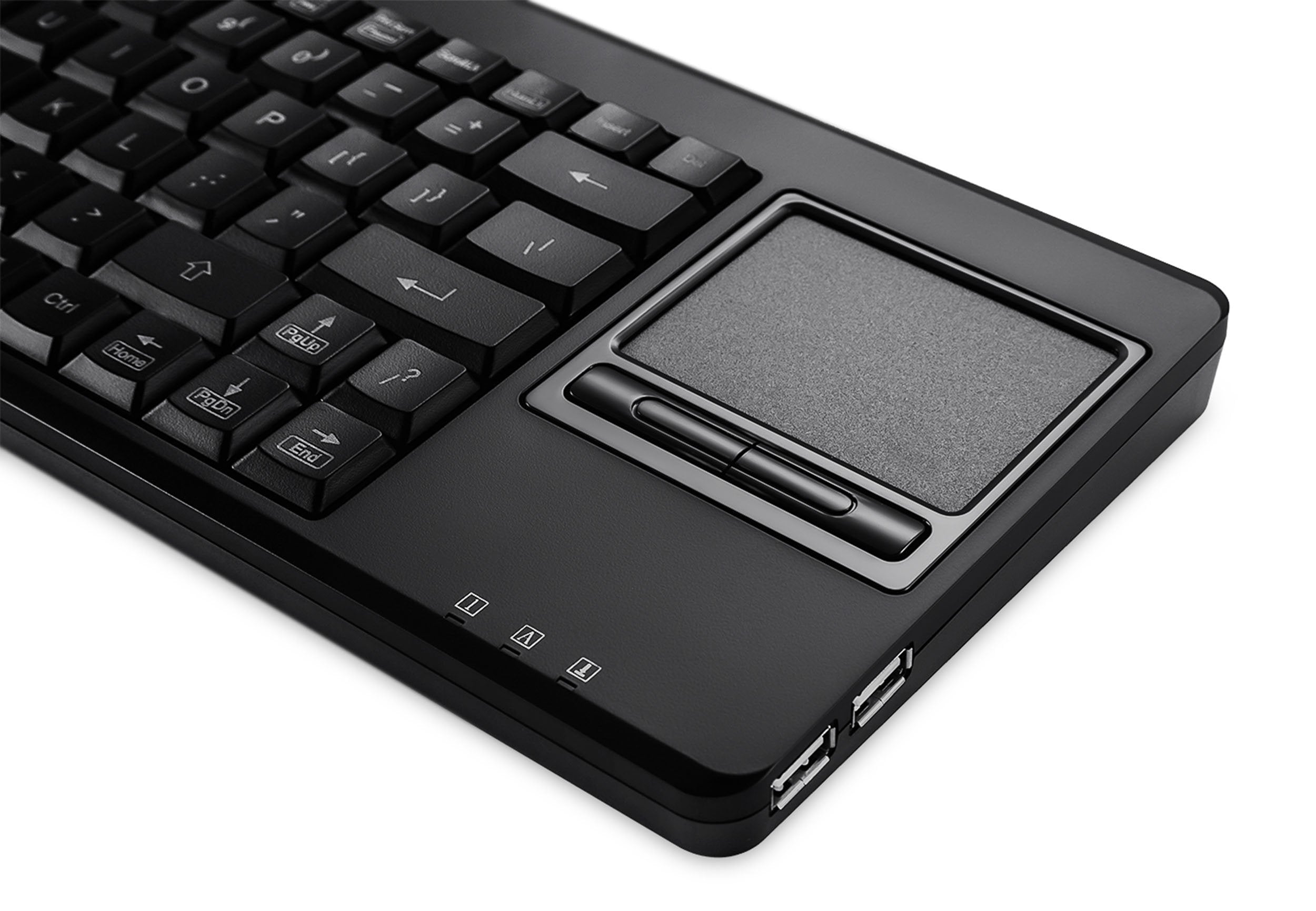 Perixx Periboard 515H Wired Usb Keyboard With Touchpad, Compact Trackpad Keyboard With 2 Hubs, Black, Us English Layout (11049)