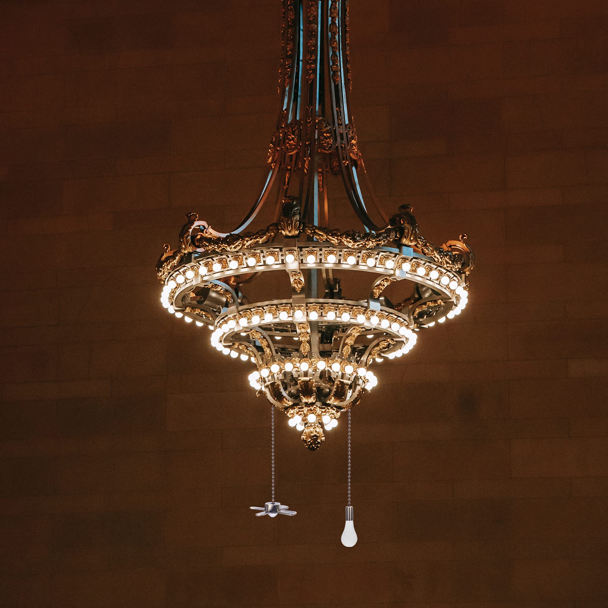 Iceyyyy Bronze Ceiling Fan Pull Chain Set Including 4Pcs Beaded Ball Fan Pull Chain Pendant, Extra 8Pcs Beaded And Pull Loop Con