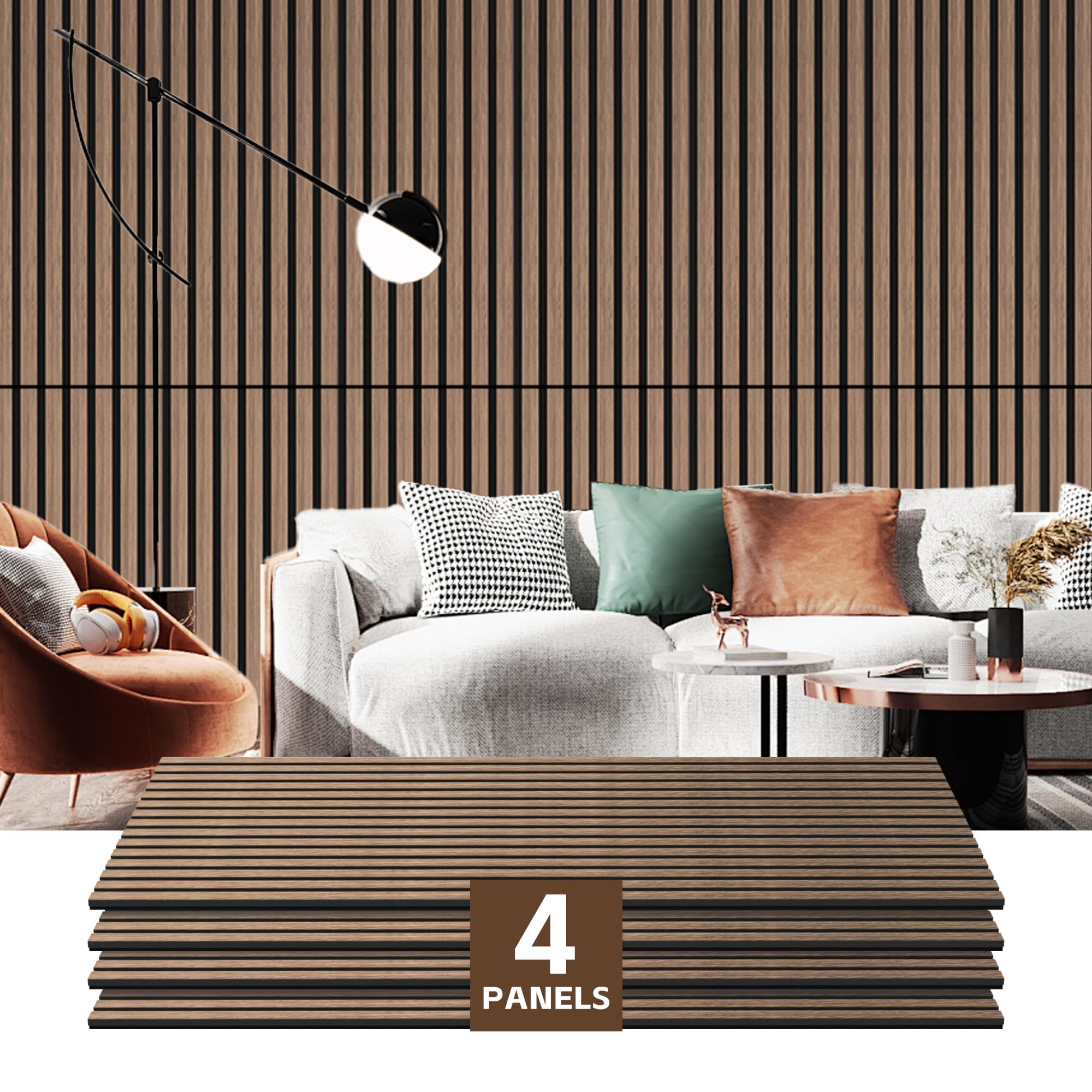 RITOLLO 4 Pack Wood Panels for Wall, 47.2  23.6 Wood Slat Acoustic Panels for Wall, Soundproof Panels, 3D Fluted Panels for Inte