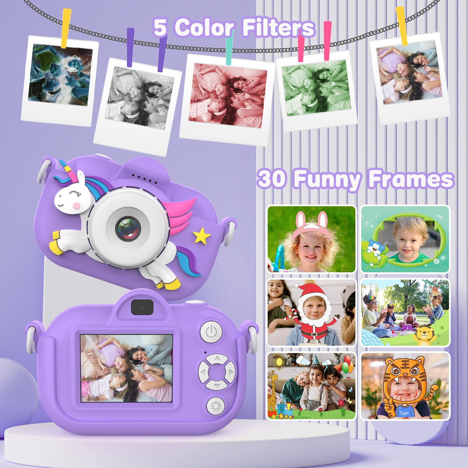 Kids Camera Toddler Camera For Girls Boys, 3 12 Year Old Girl Boy Gifts Kid Camera Toys, 1080P Hd Kids Digital Video Cameras For