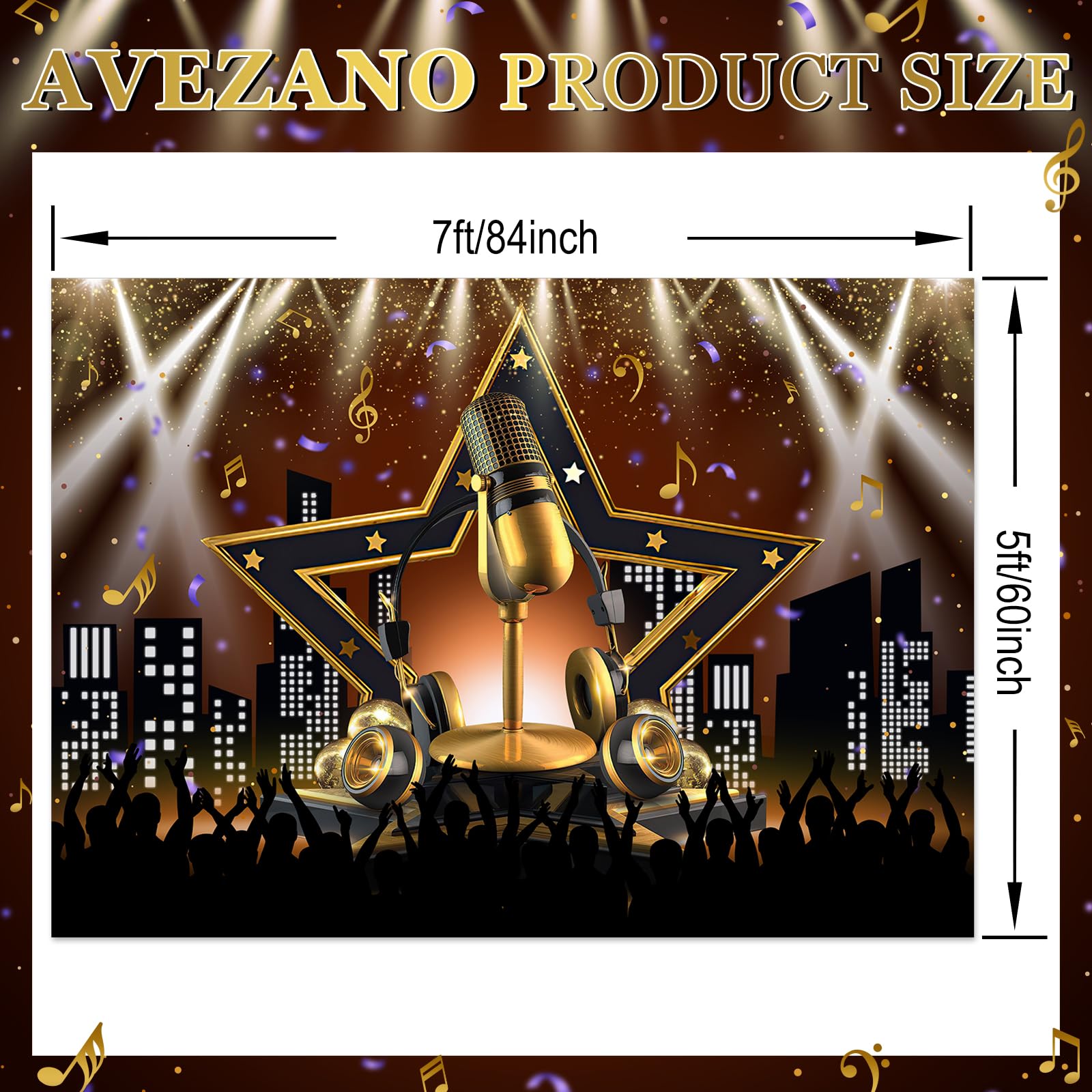 Avezano Karaoke Party Backdrop Star Vacation Party Decorations Photography Background Night Show Microphone Karaoke Theme Photog