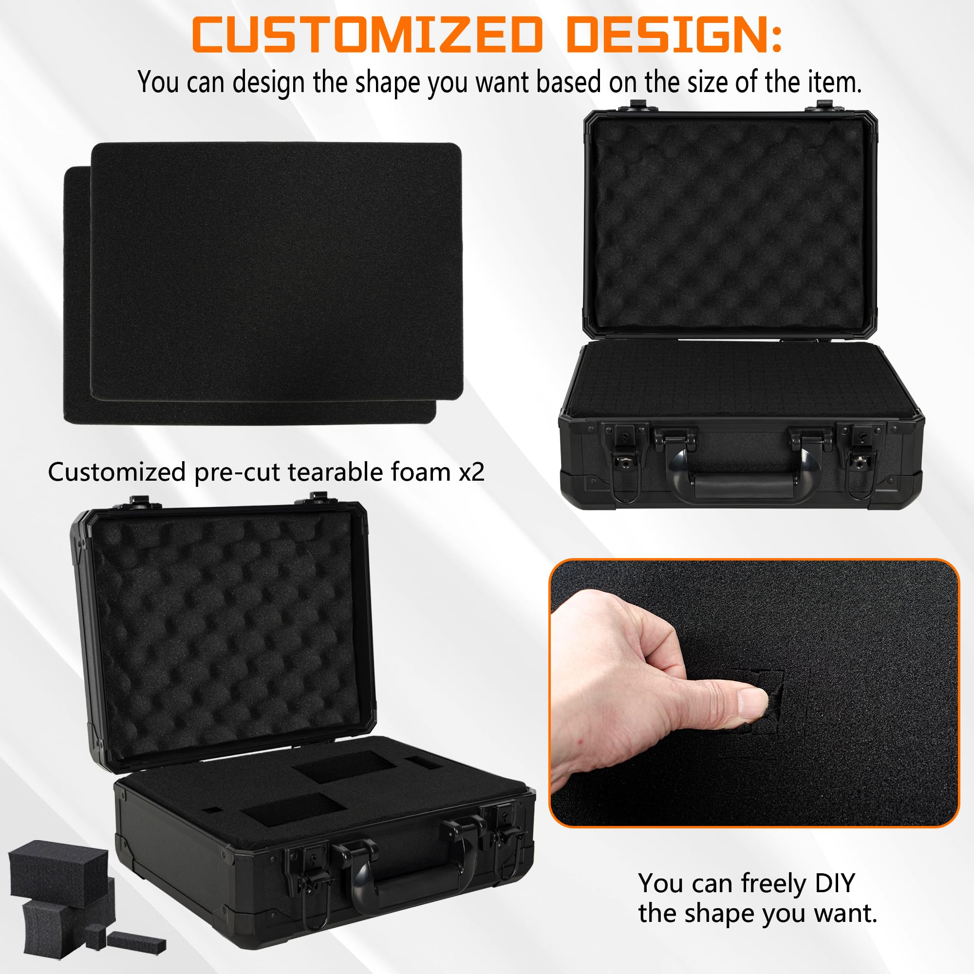 Ithwiu 13 Inch Aluminum Carrying Case 13 X 10 X 5.5 Inch Ideal For Microphone & Camera Gear Transportation, Dj Mixer Case With C