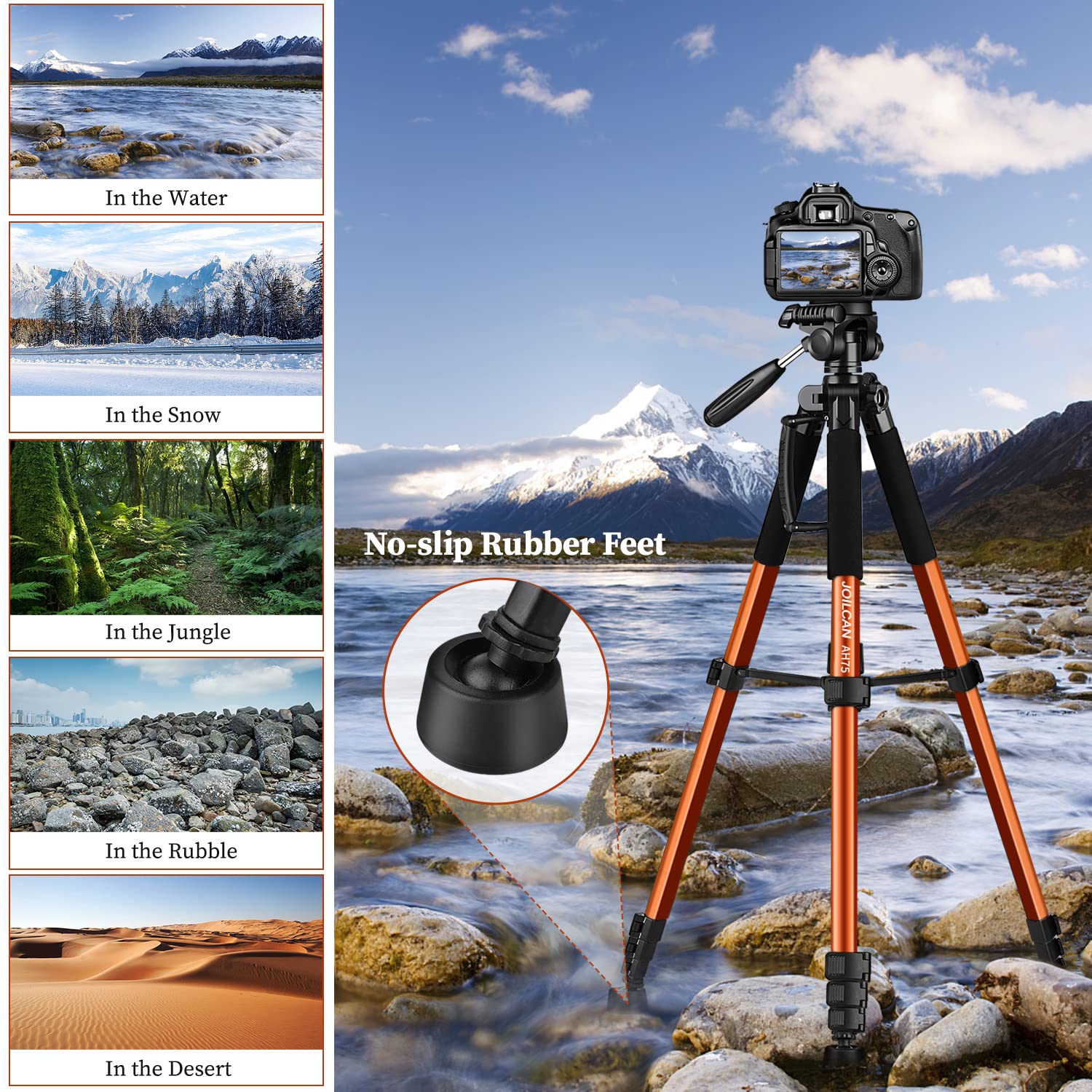 Joilcan Tripod Camera Tripods, 74'' Tripod For Camera Cell Phone Video Photography, Heavy Duty Tall Camera Tripod Stand, Profess