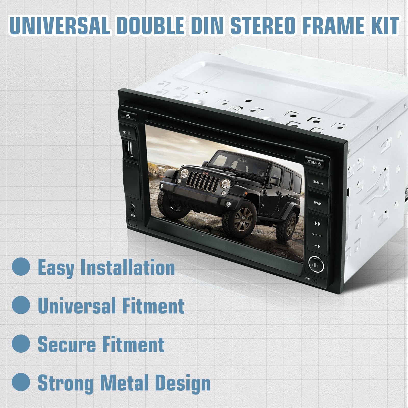 Qlouni Double Din Installation Kit, Universal Double Din Installation Cage Kit Slot Metal Car Stereo Radio Mounting Frame, Compatible For Passat/Mk3/Jetta Panel Frame