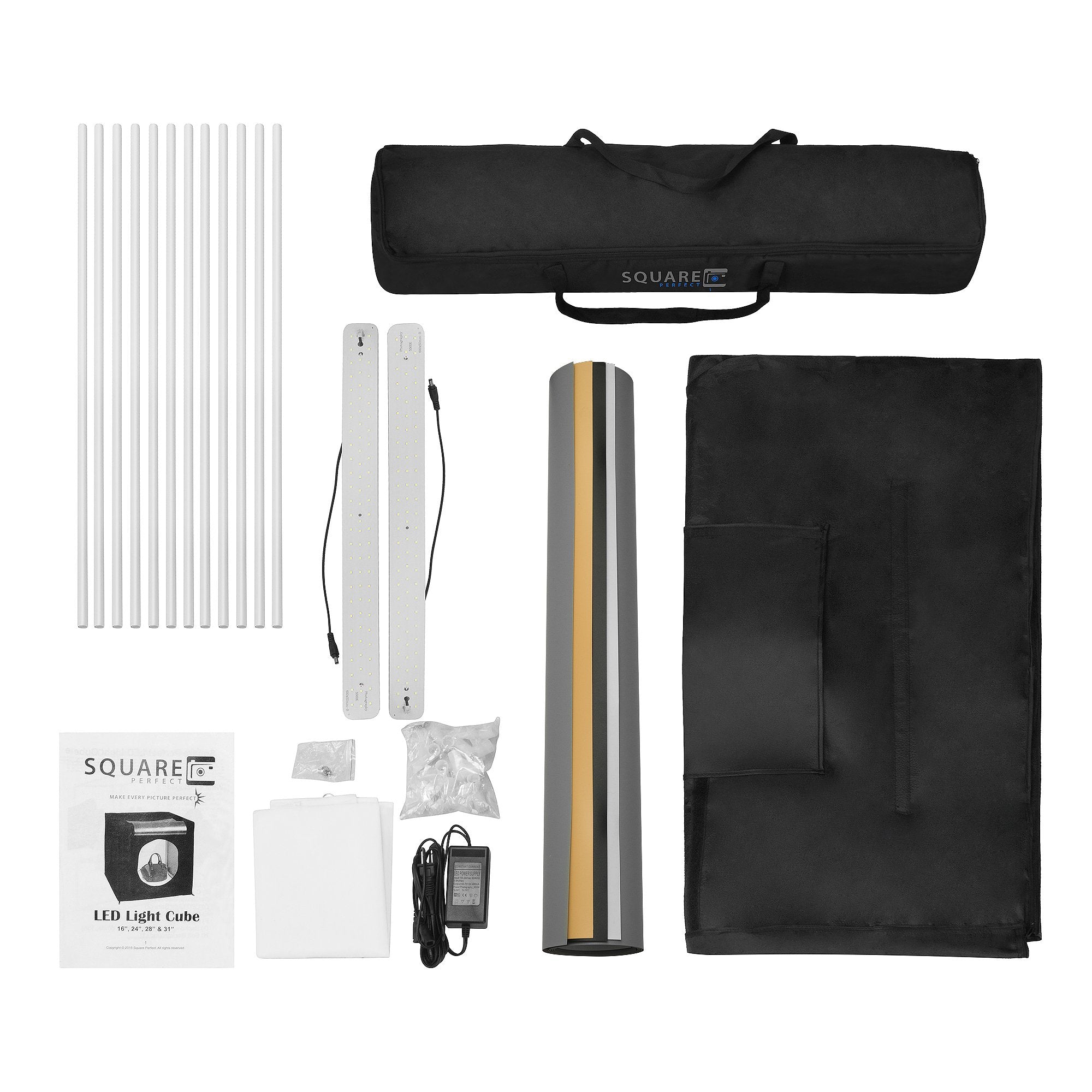 Square Perfect 31 Inch Led Photo Studio In A Box W/4 Color Backdrops Pro Quality