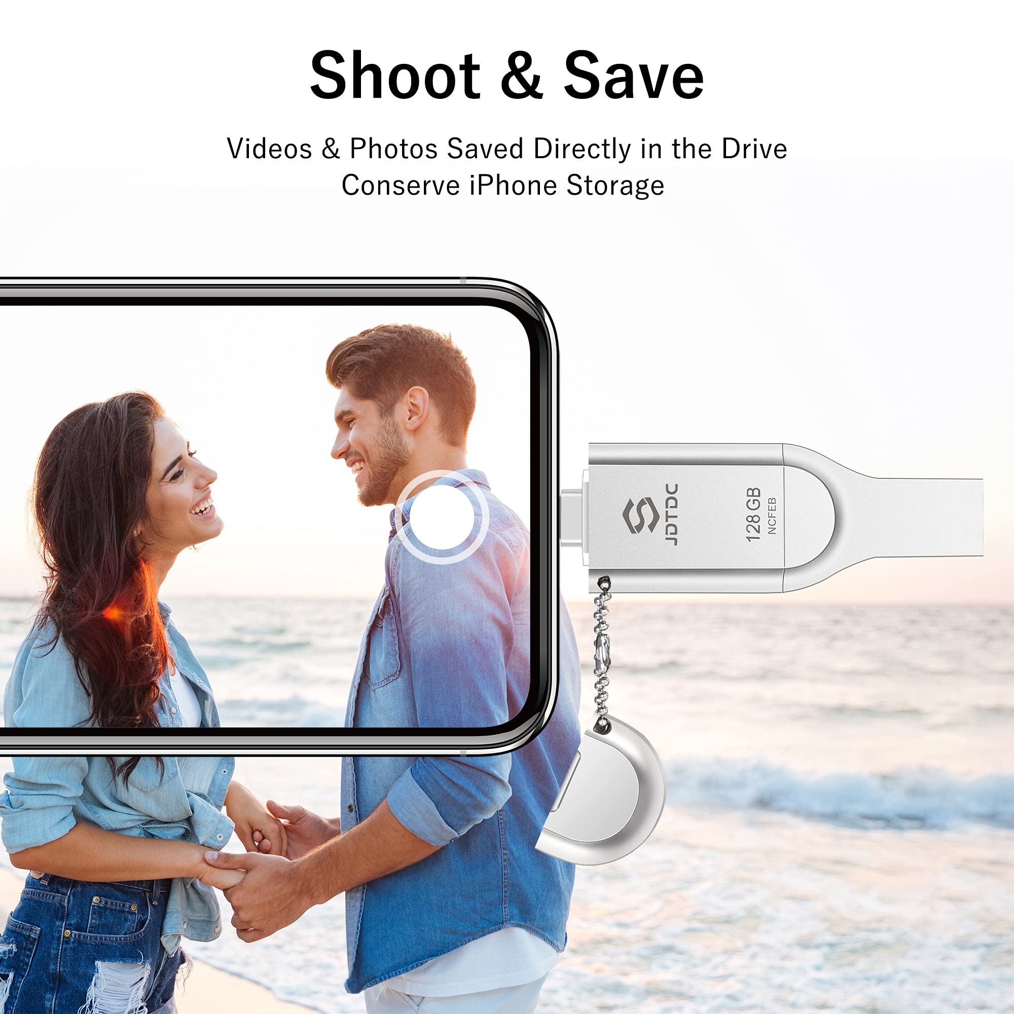 Jsl Jdtdc Mfi Certified 128Gb Photo Stick Iphone 15/14/13/12 Usb Flash Drive External Storage Stick For Usb C Iphone Thumb Drive