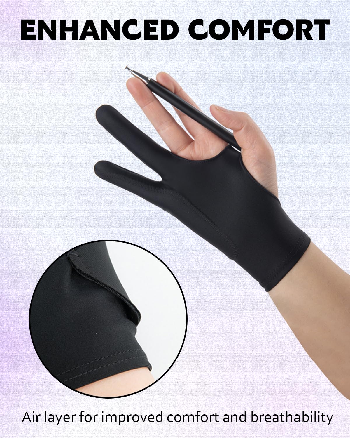 Ambervec Drawing Glove Right Left Hand, Palm Rejection Digital Art Glove For Tablet Ipad, Sketching Drawing Gloves With Two Fing