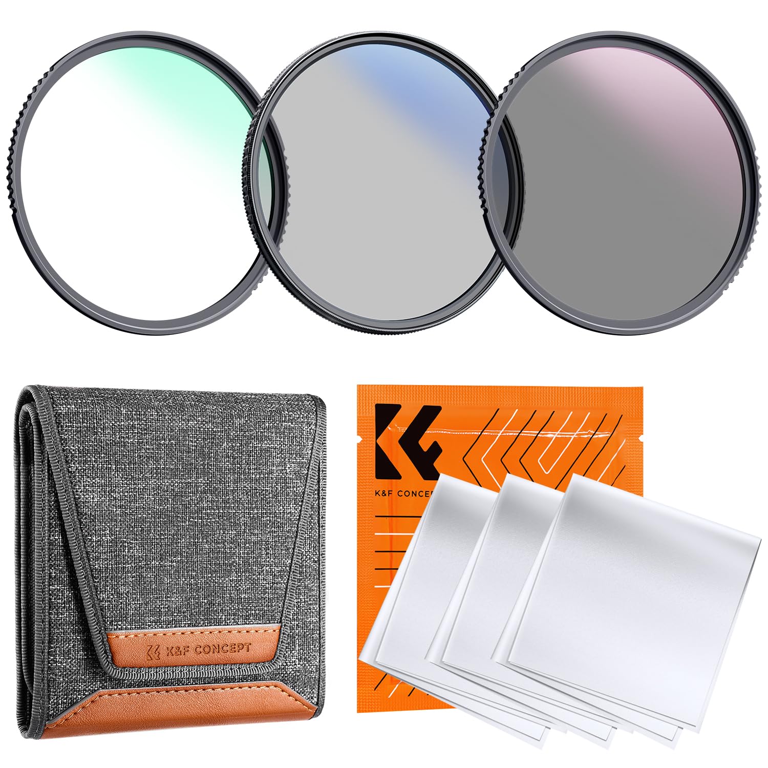 K&F Concept 58Mm Uv/Cpl/Nd Lens Filter Kit (3 Pieces) 18 Multi Layer Coatings, Uv Filter + Polarizer Filter + Neutral Density Fi