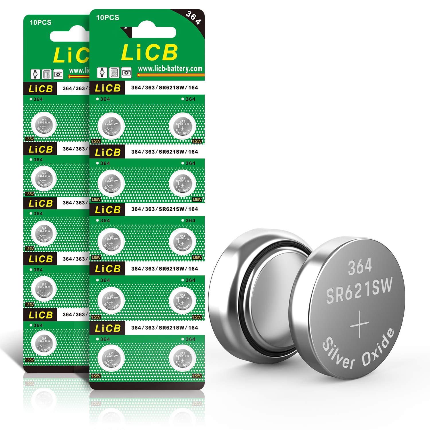 Licb 20 Pack Sr621Sw 364 164 363 Ag1 Battery 1.5V Button Cell Watch Batteries