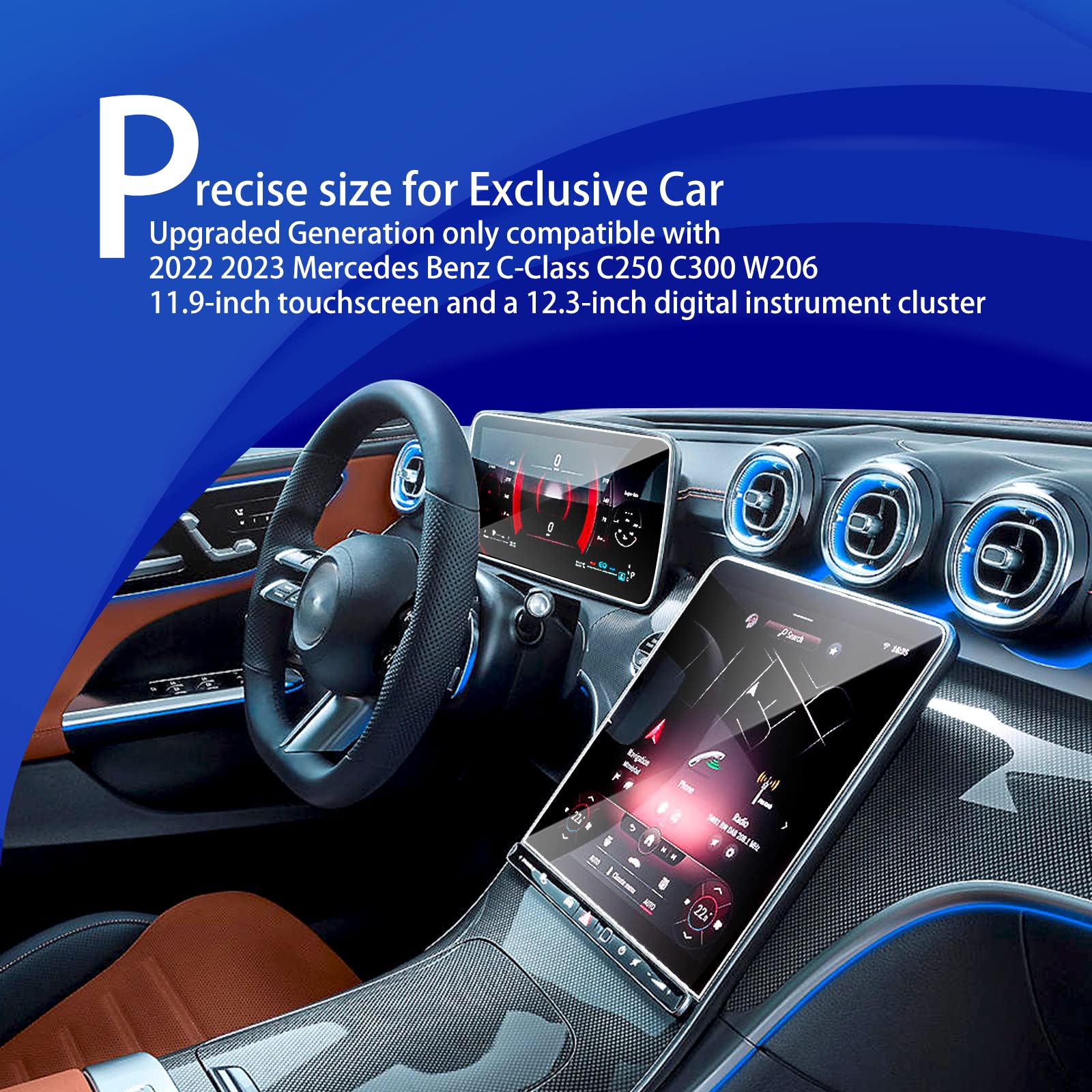 2024 2023 Benz C300 Screen Protector For 2024 2022 2023 Mercedes Benz Glc300 C300 4Matic W206/2023 2024 Amg C43/2024 Amg C63 11.