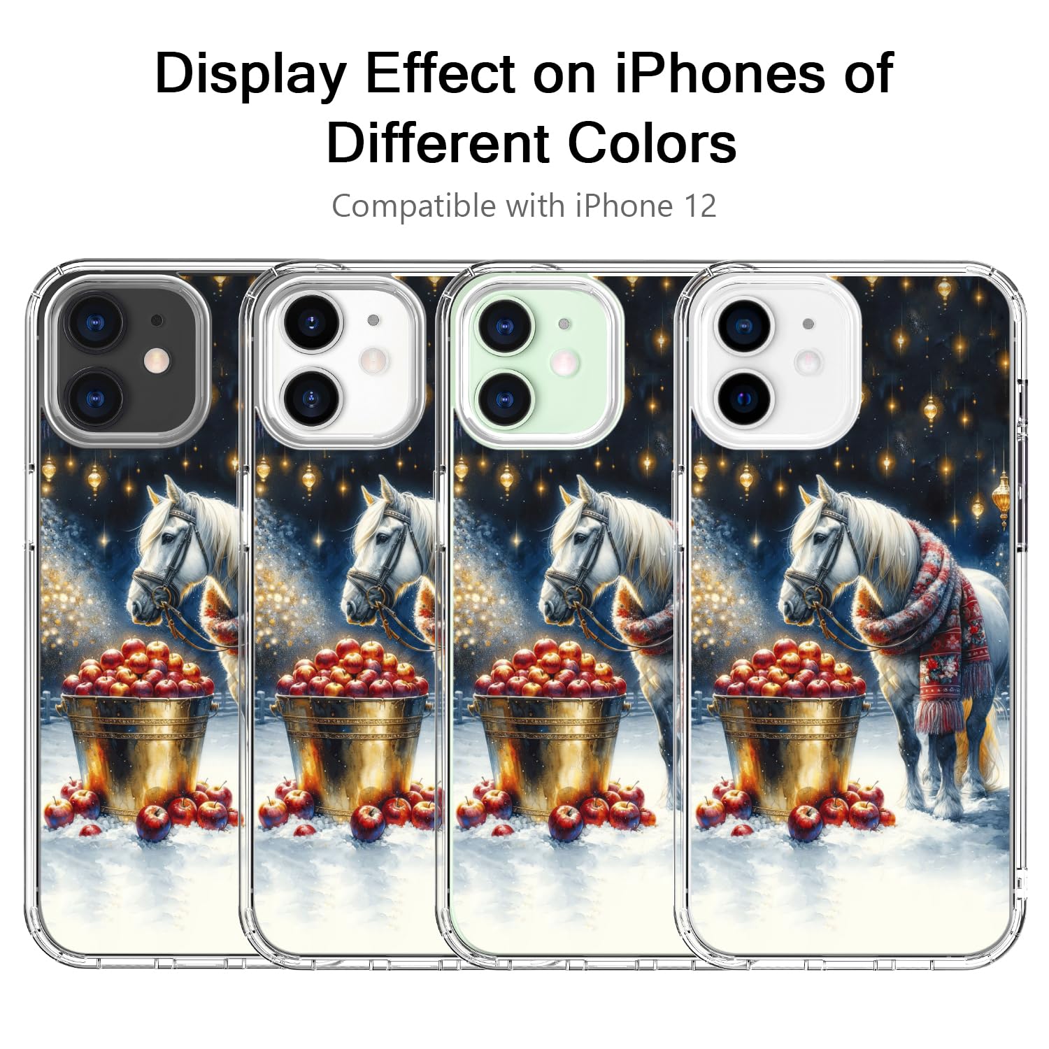 Bicol Christmas Phone Case For Iphone 12 With Screen Protector And Camera Lens Protector - Clear Acrylic Shockproof Protective C