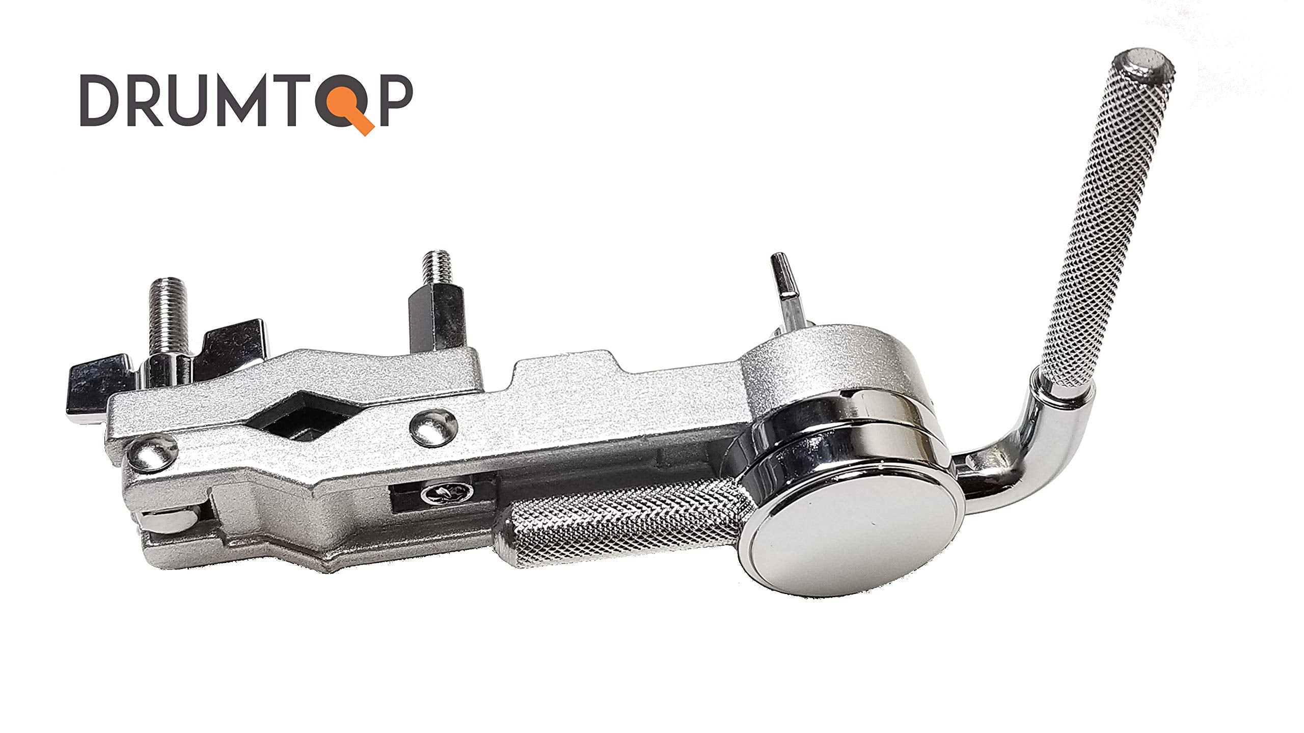 Deizang Cowbell Mount with L-Rod - Adjustable Steel Clamp for Drum Accessories - Silver - Model 4348140609