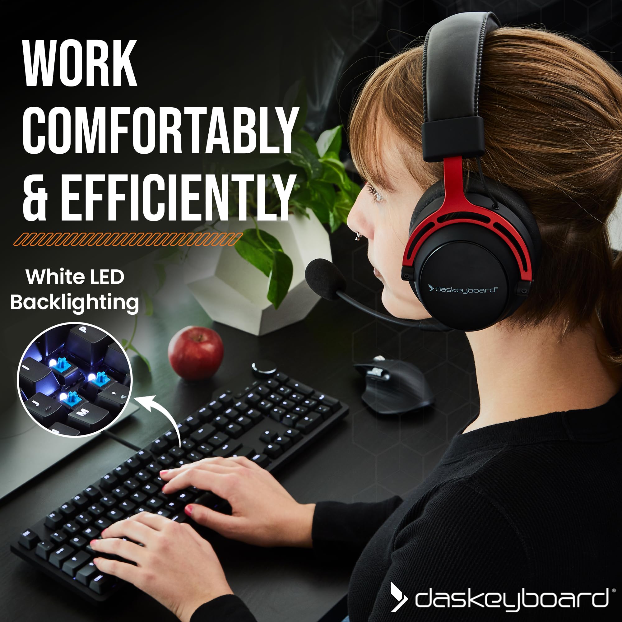 Das Keyboard 6 Professional Backlit Wired Mechanical Keyboard � Clicky Cherry Mx Blue Switches, Shine Through Keycaps, 2 Port Usb C Hub, Media Controls, Durable Aluminum Enclosure, Volume Knob, Nkro