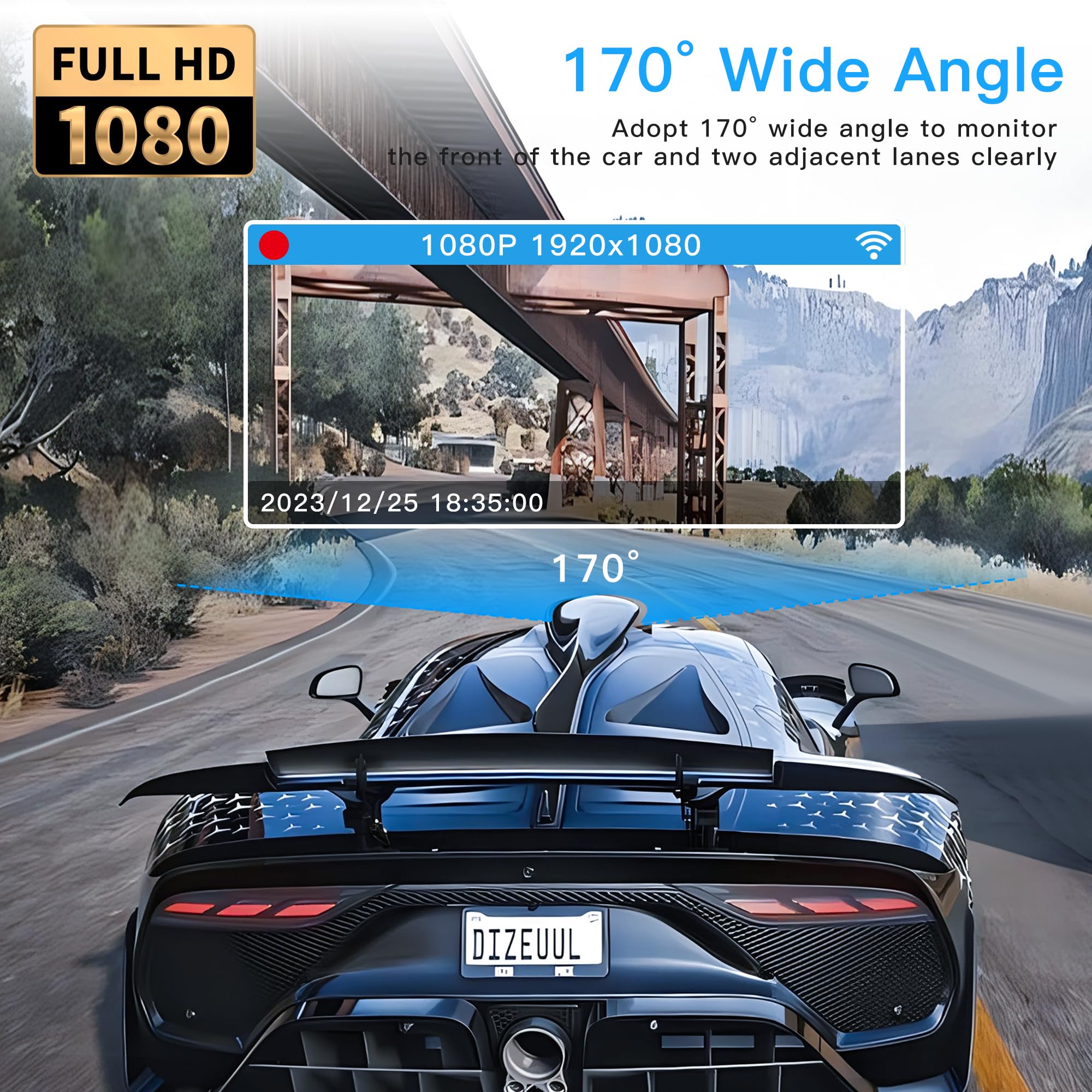 3 Channel Dash Cam Wifi Fhd 1080P Car Camera 64Gb Tf Card,Topgoose Front Dash Camera Front And Rear Inside For Cars,Mini Dashcam