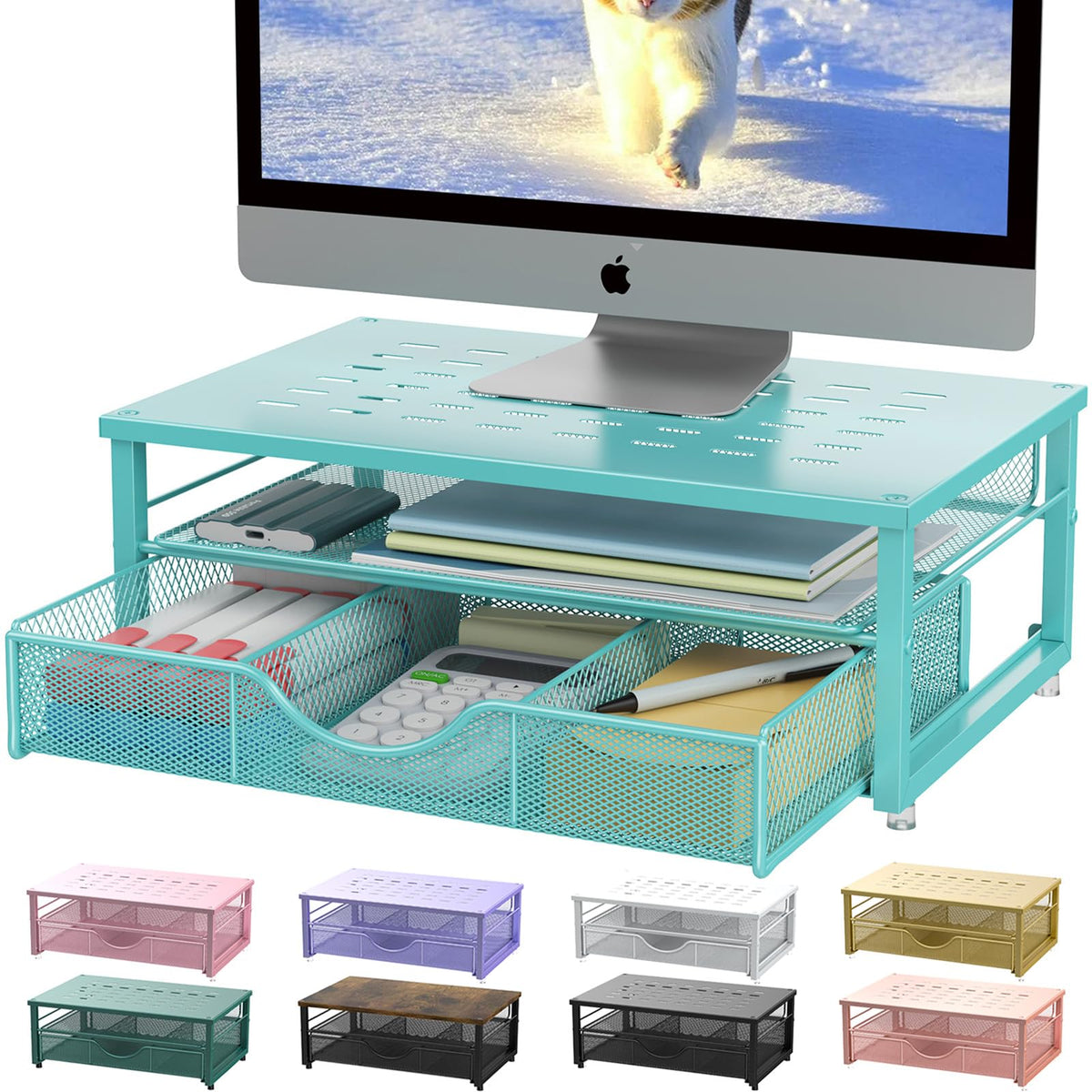 gianotter Computer Monitor Stand Riser, office organizer with Drawer ...